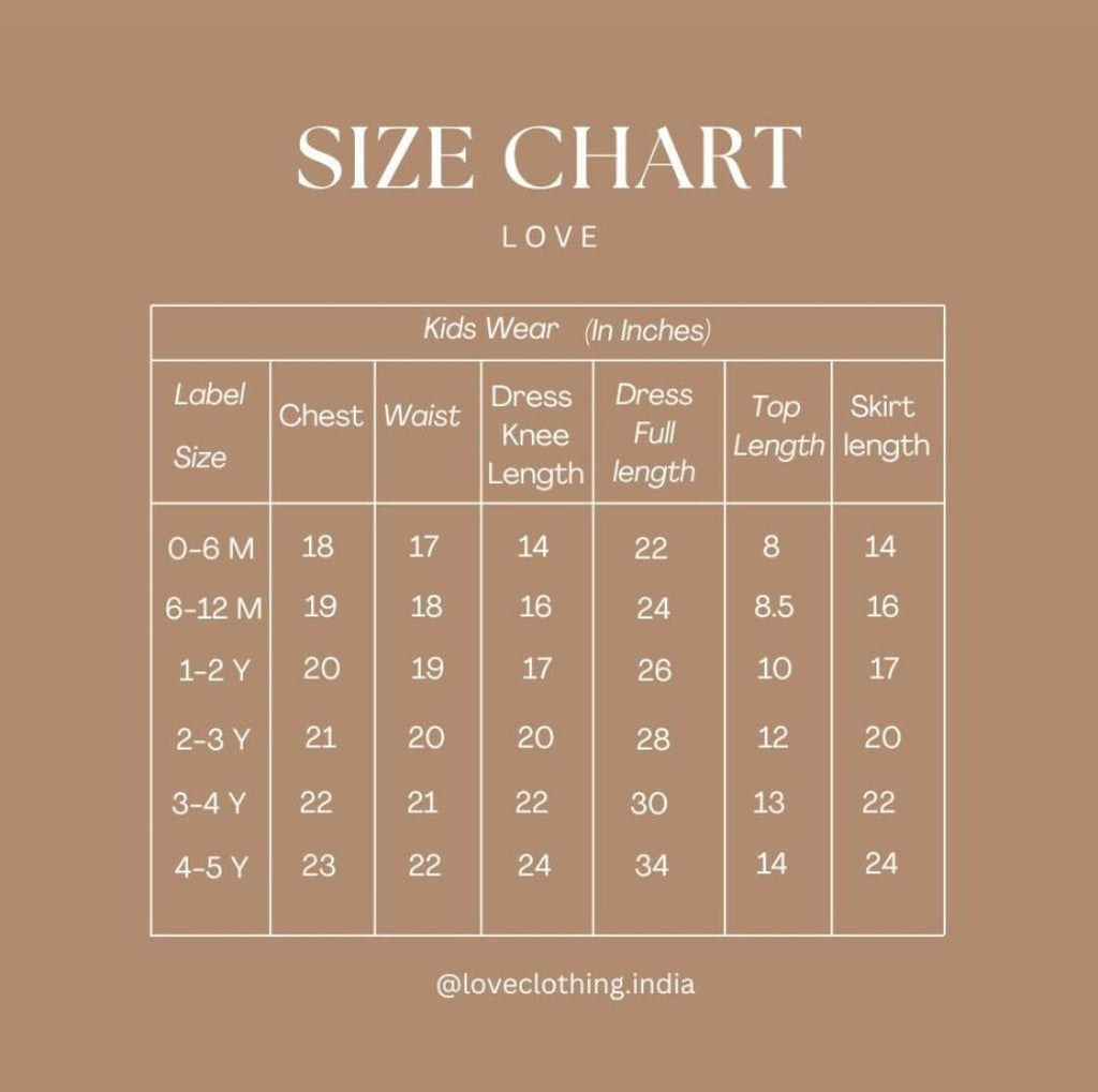 Size Chart for GST 18
