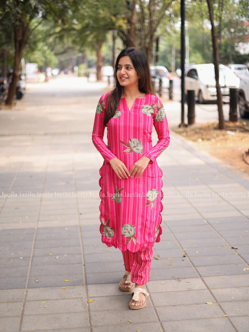 Pink pure muslin Crape Co-ord Set