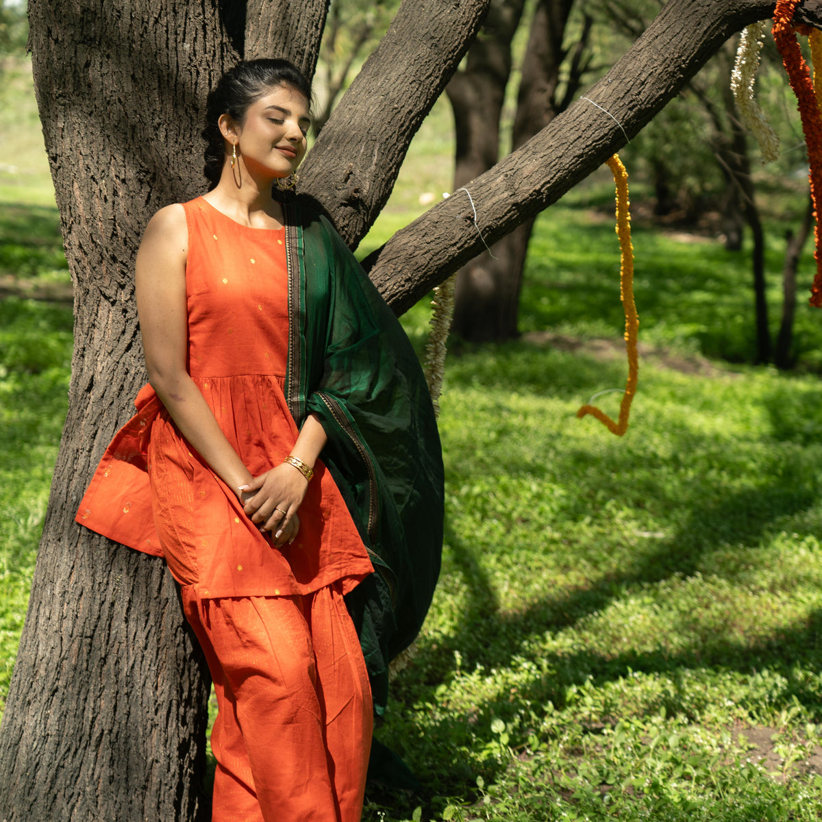 Orange Sharara Set (Green Dupatta Only) Studio Thari Orange Sharara Set (Green Dupatta Only) Studio Thari