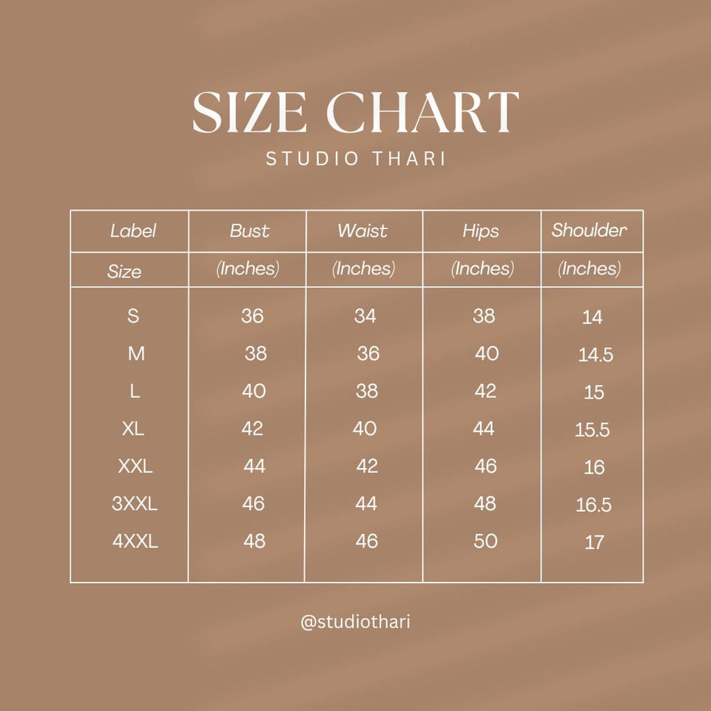 Size Chart for Salwars