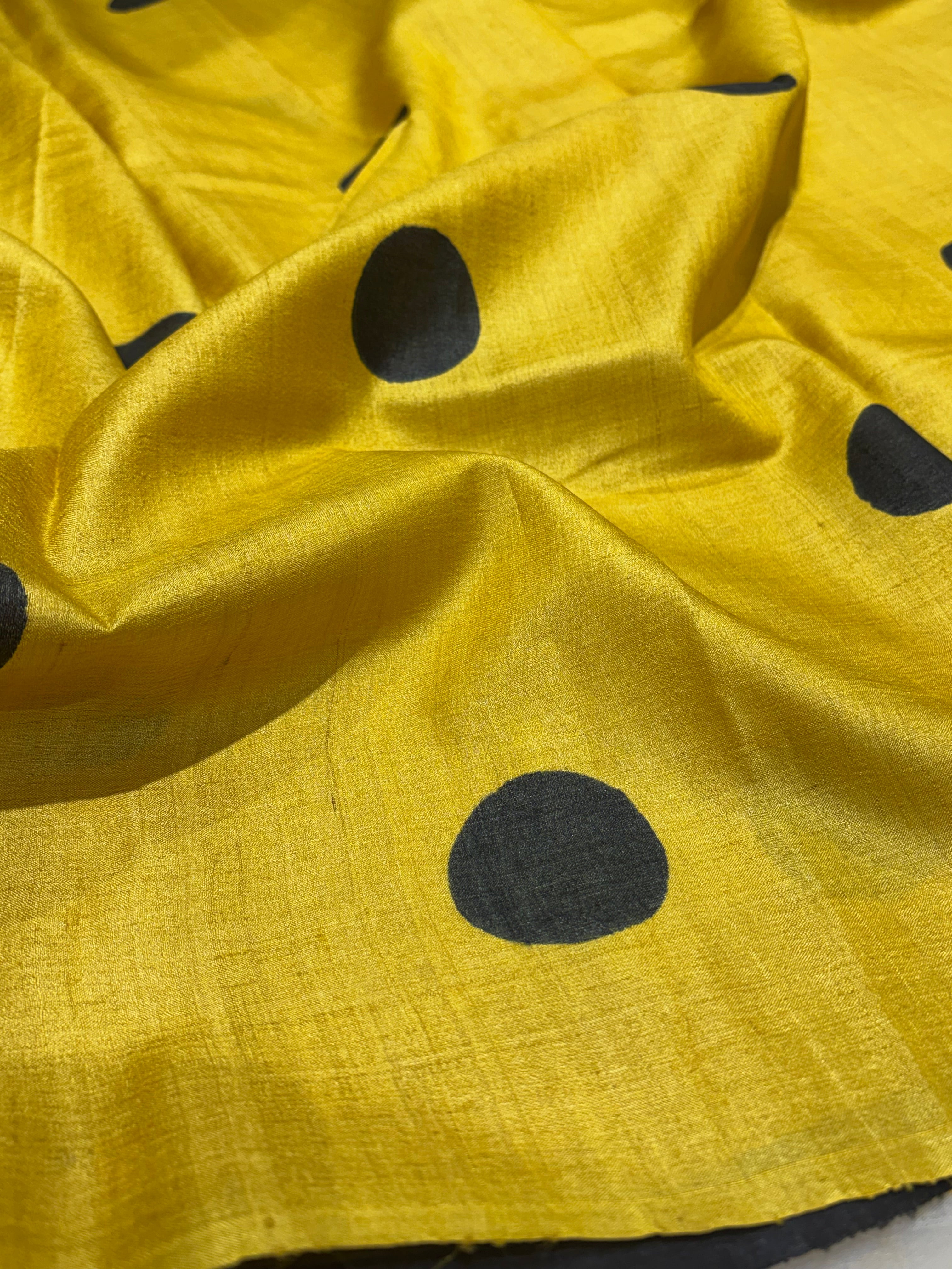 Yellow & black Tussar saree