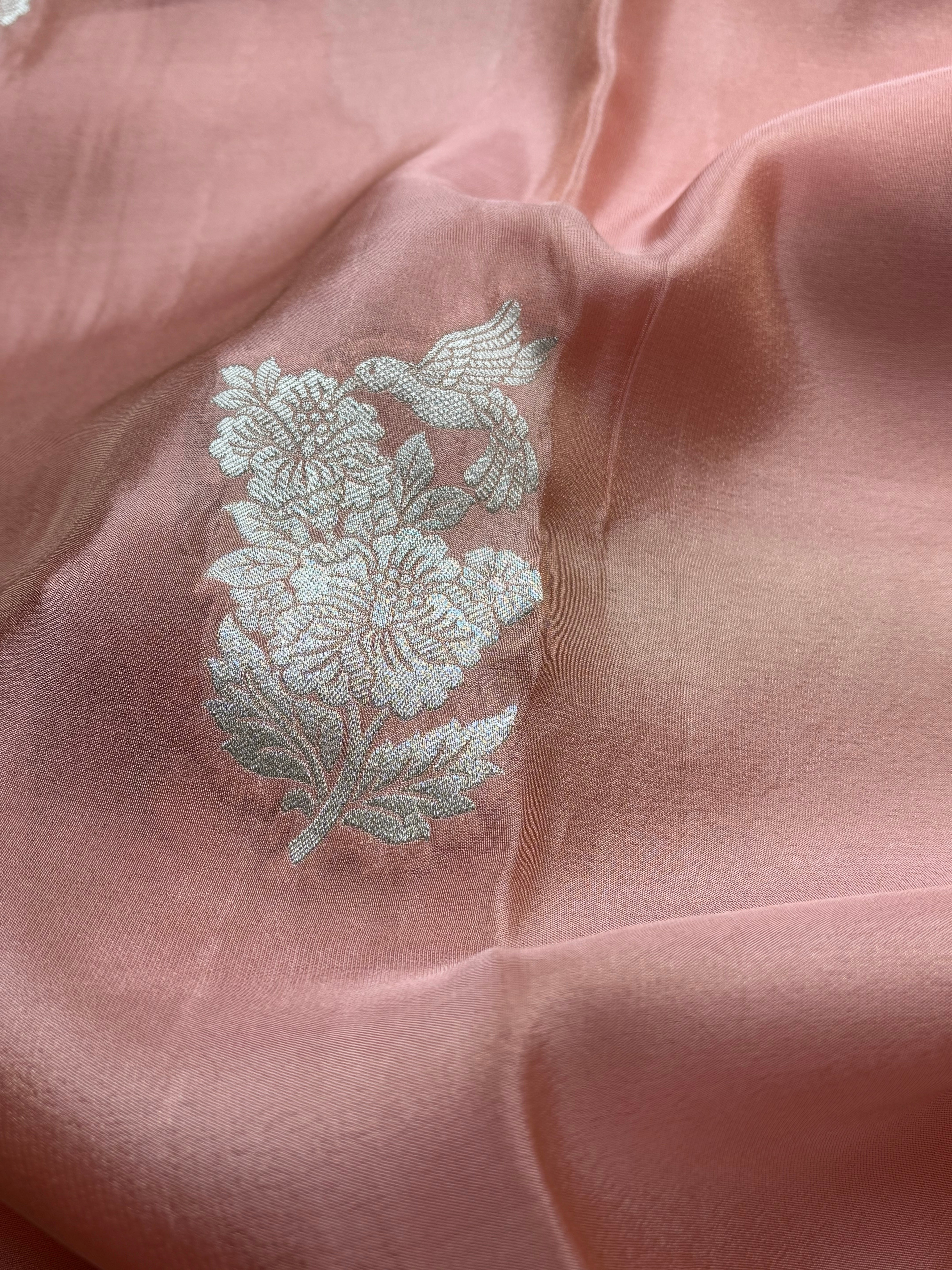 Peach Viscose silk saree