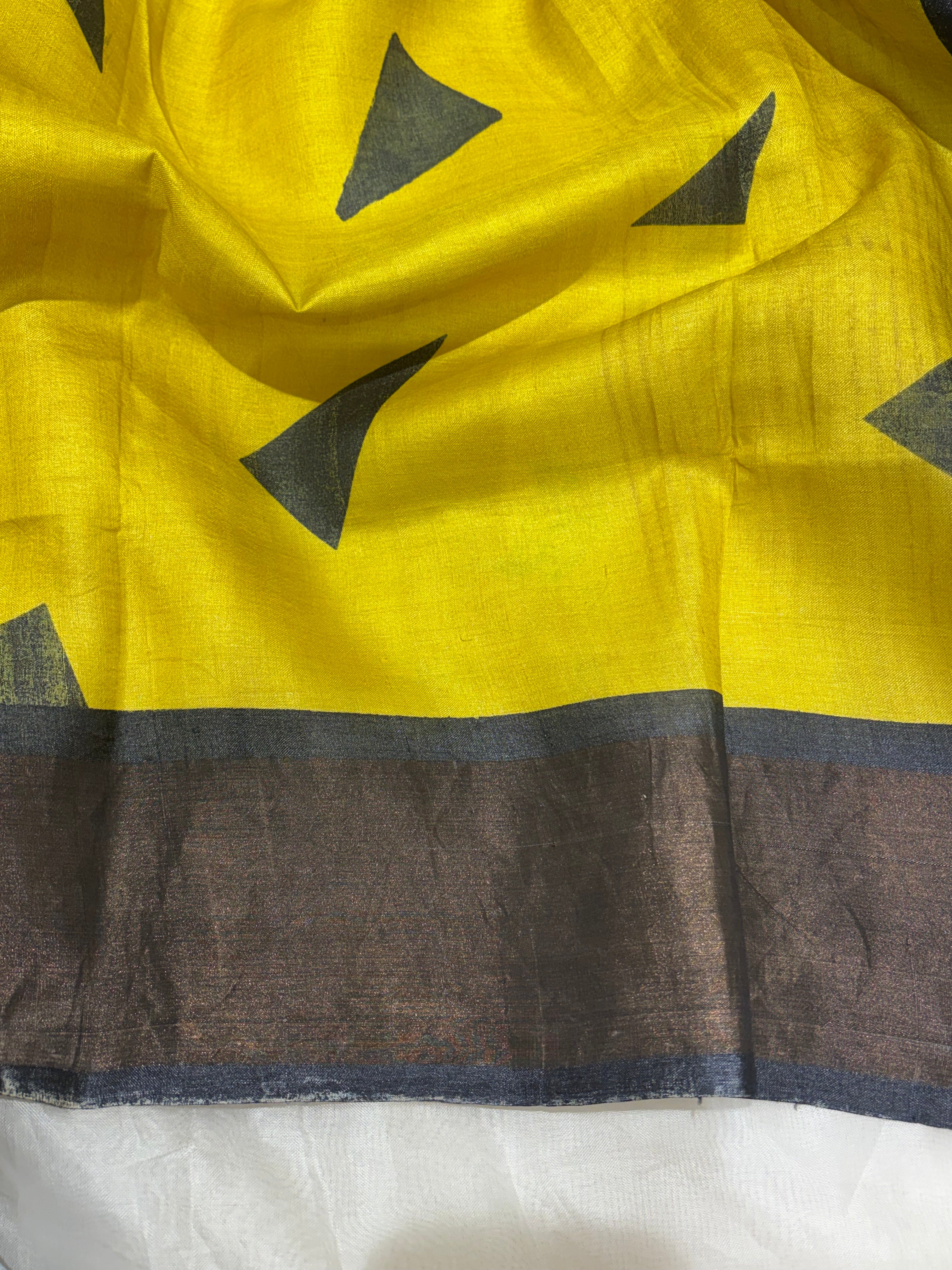 Yellow Tussar saree
