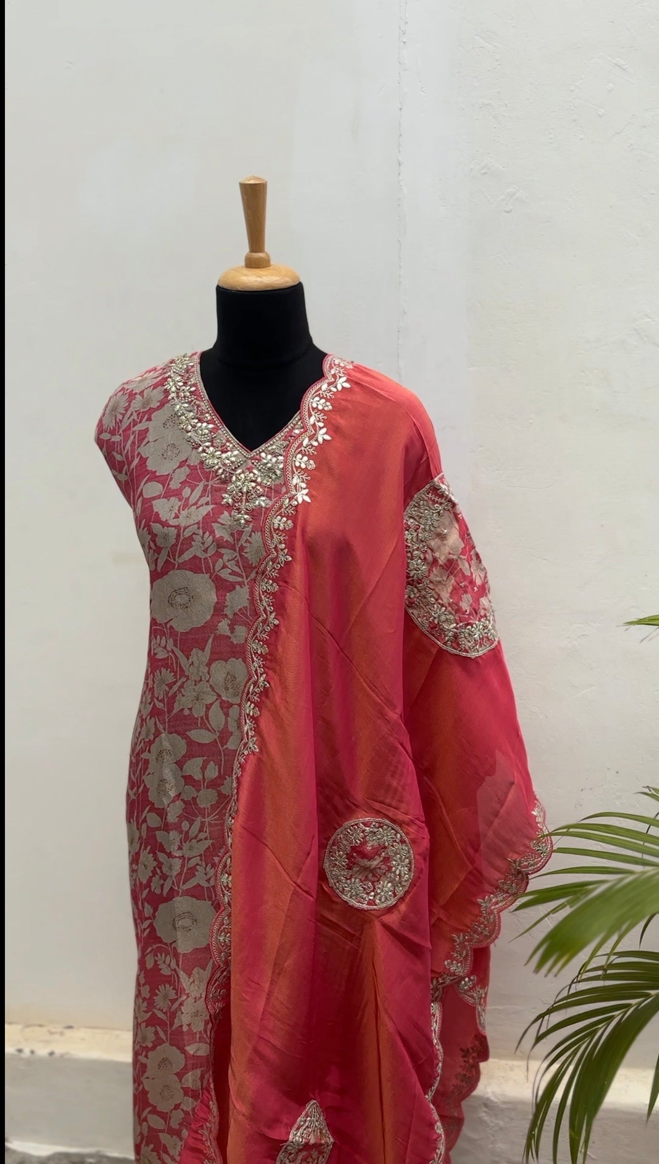 Rani rose pink semi stitched salwar suit
