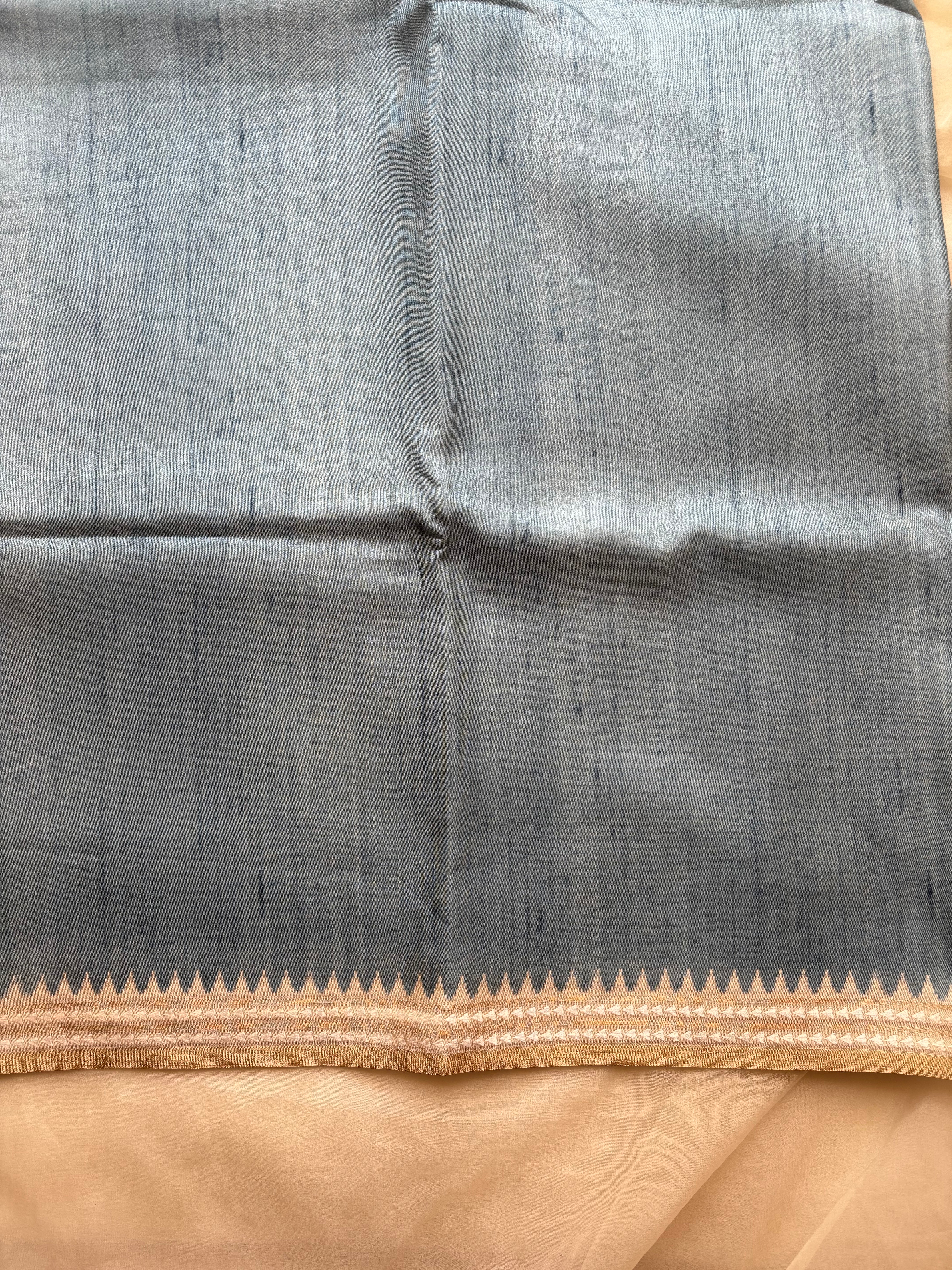 Steel teal blue semi tussar saree
