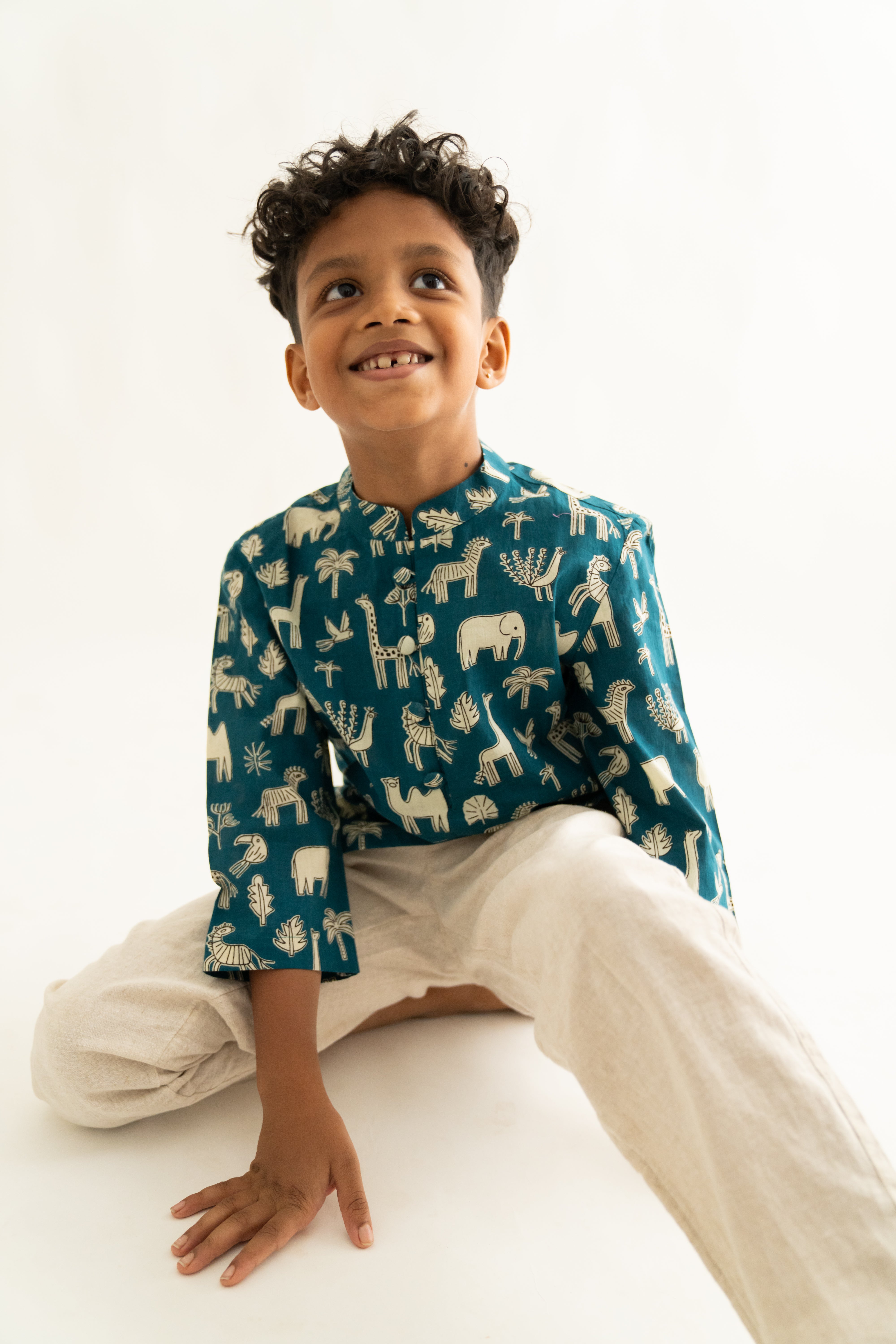 Teal blue jungle shirt