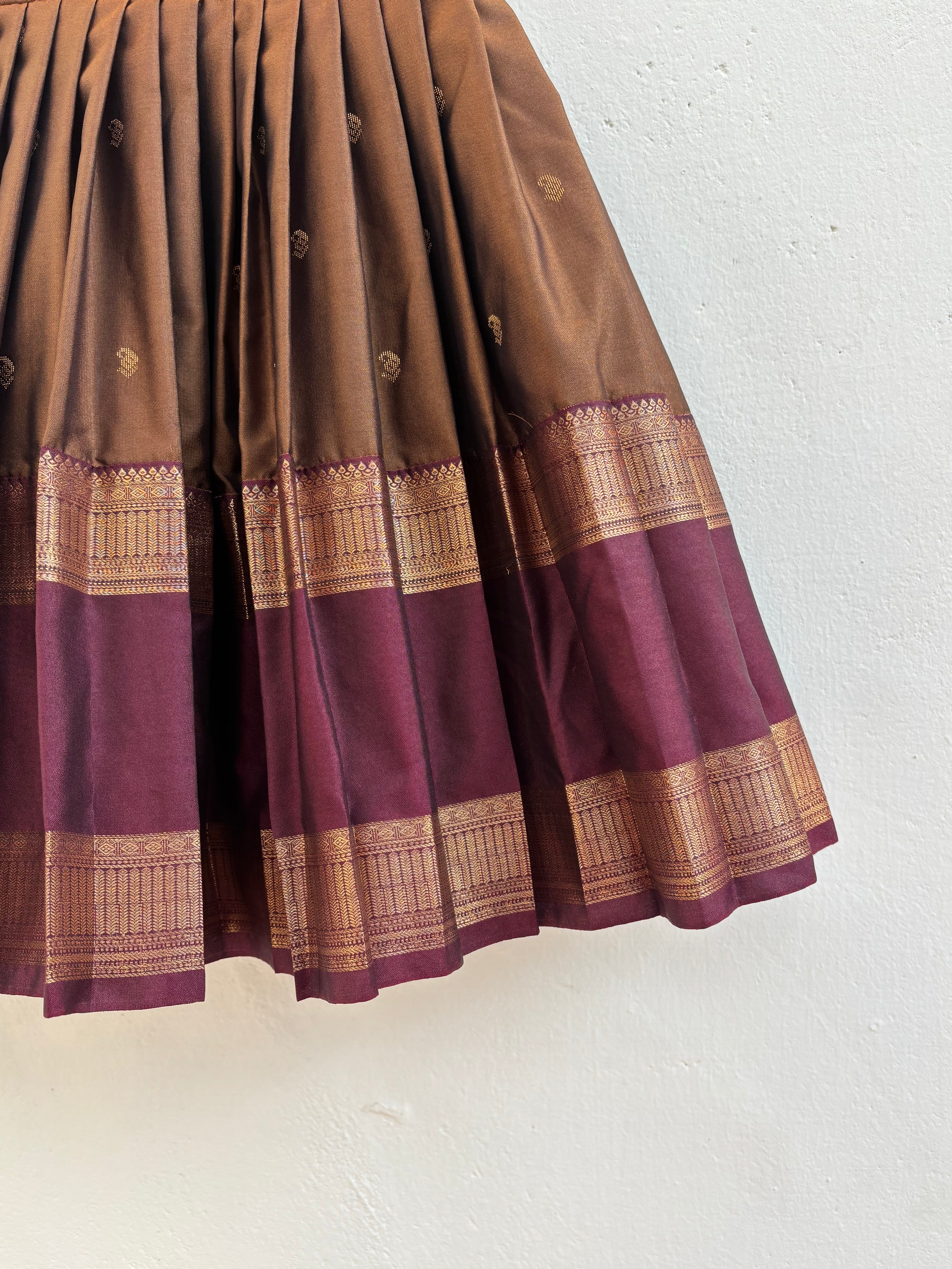 Brown & maroon Soft silk dress