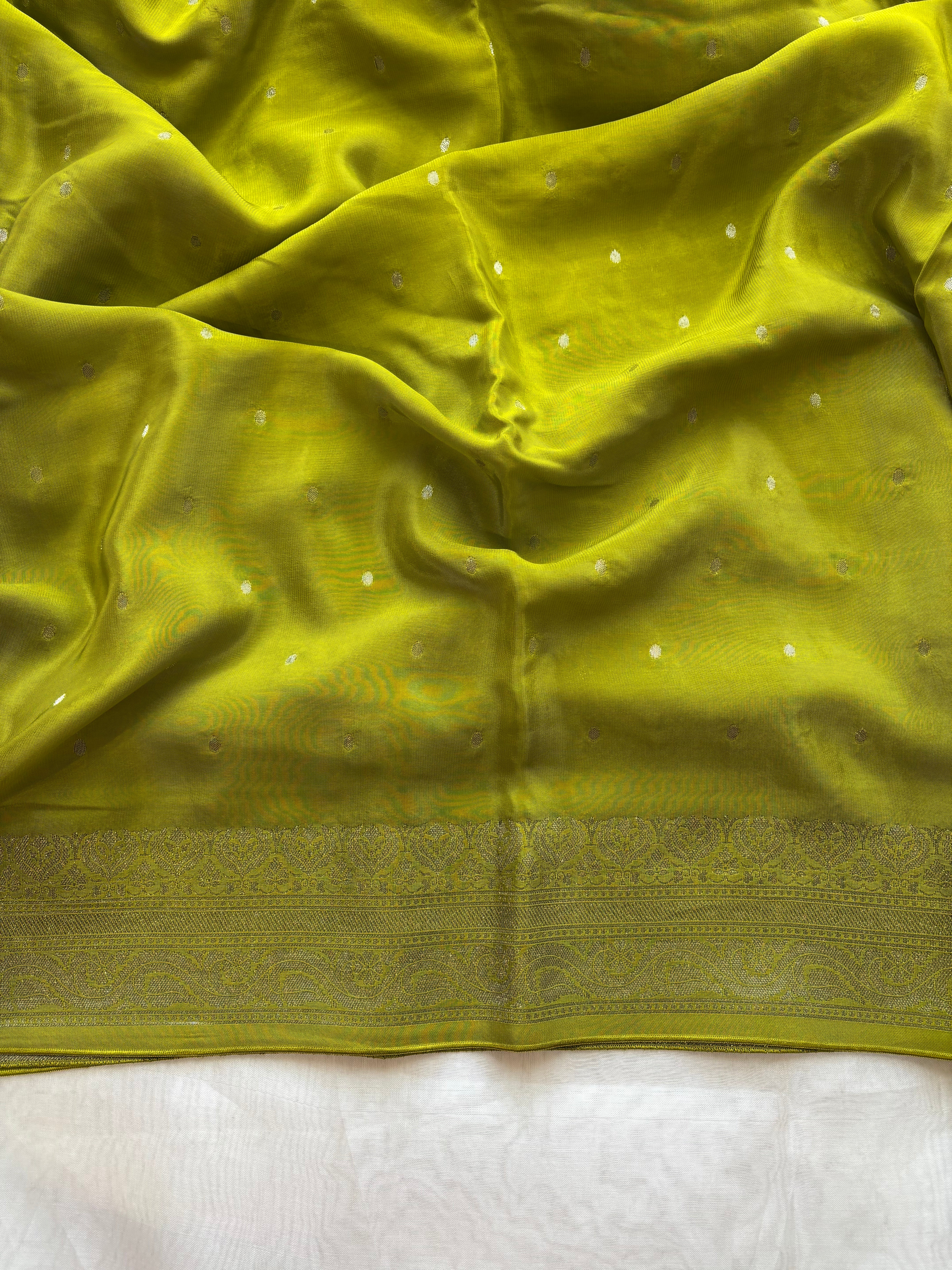 Green viscose silk blend saree