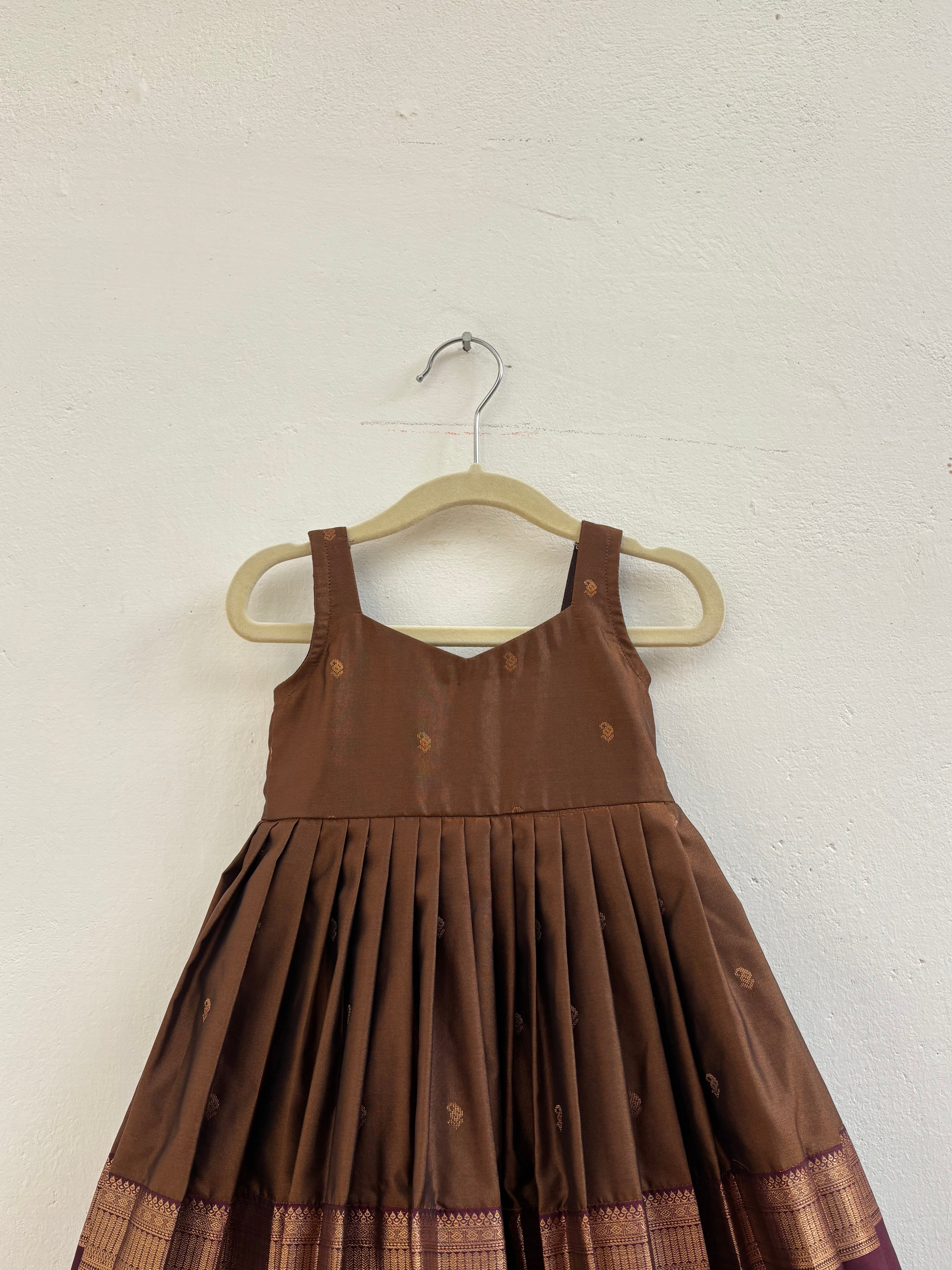 Brown & maroon Soft silk dress