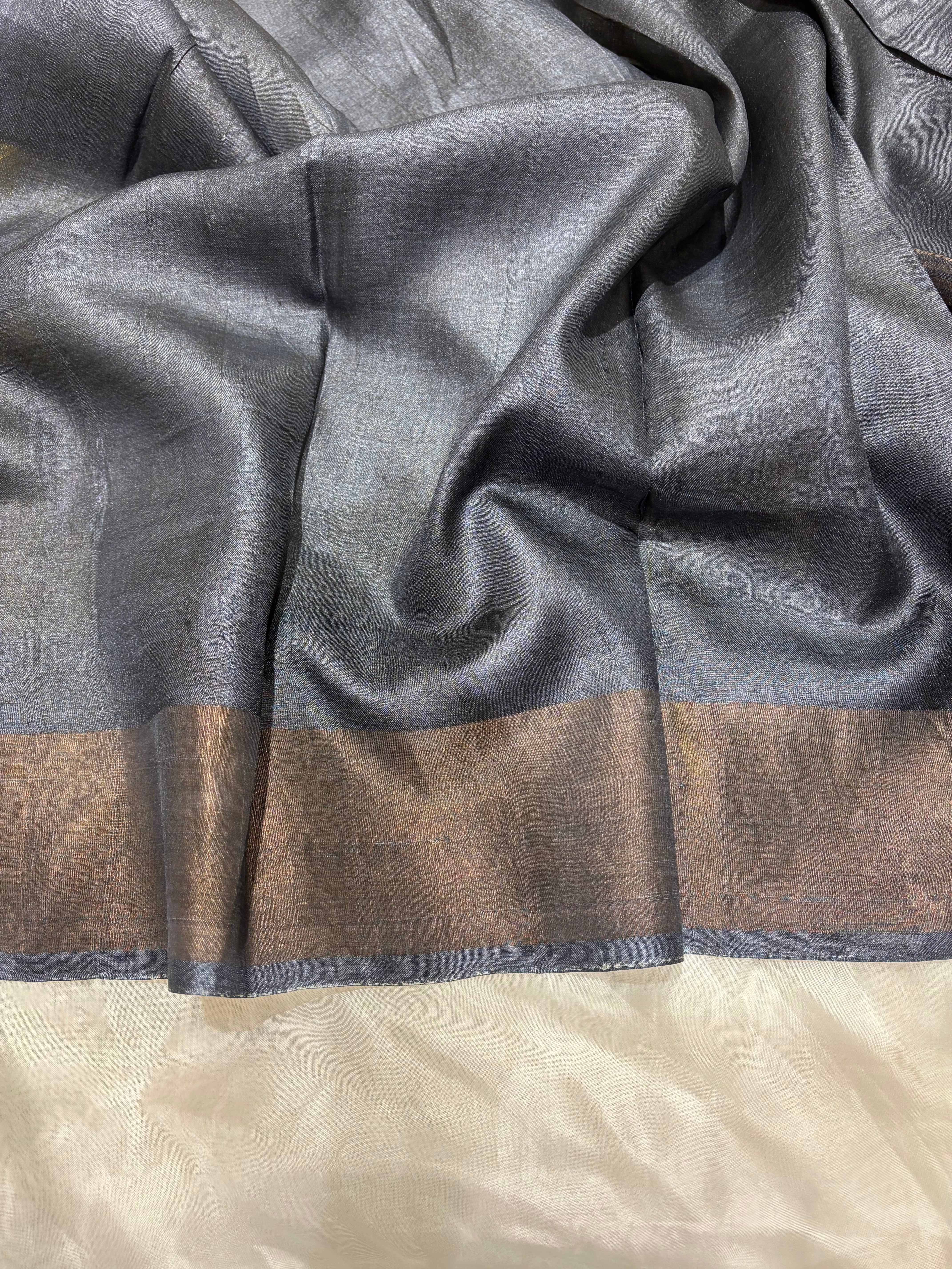 Yellow Tussar saree