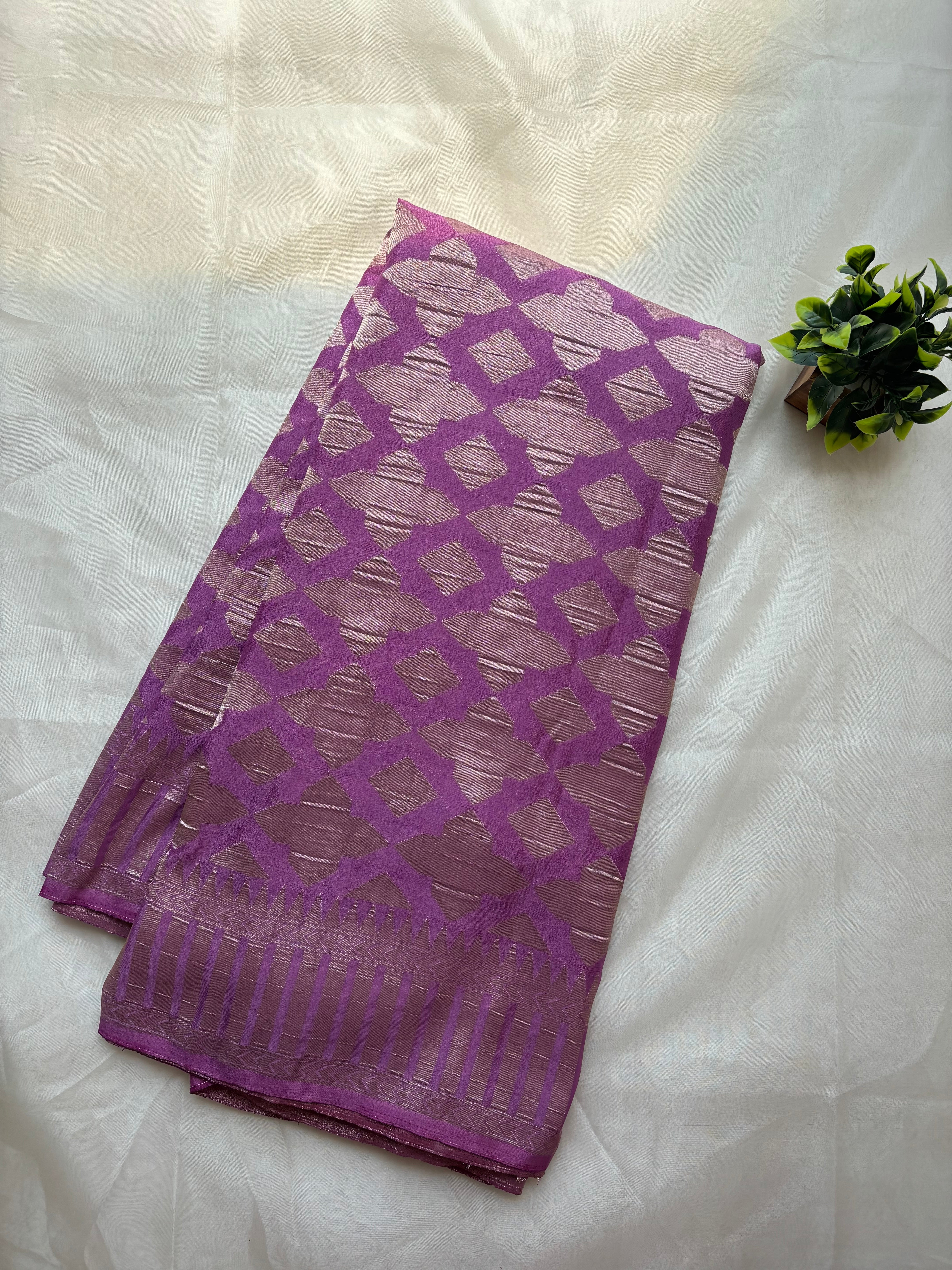 Violet viscose silk blend saree