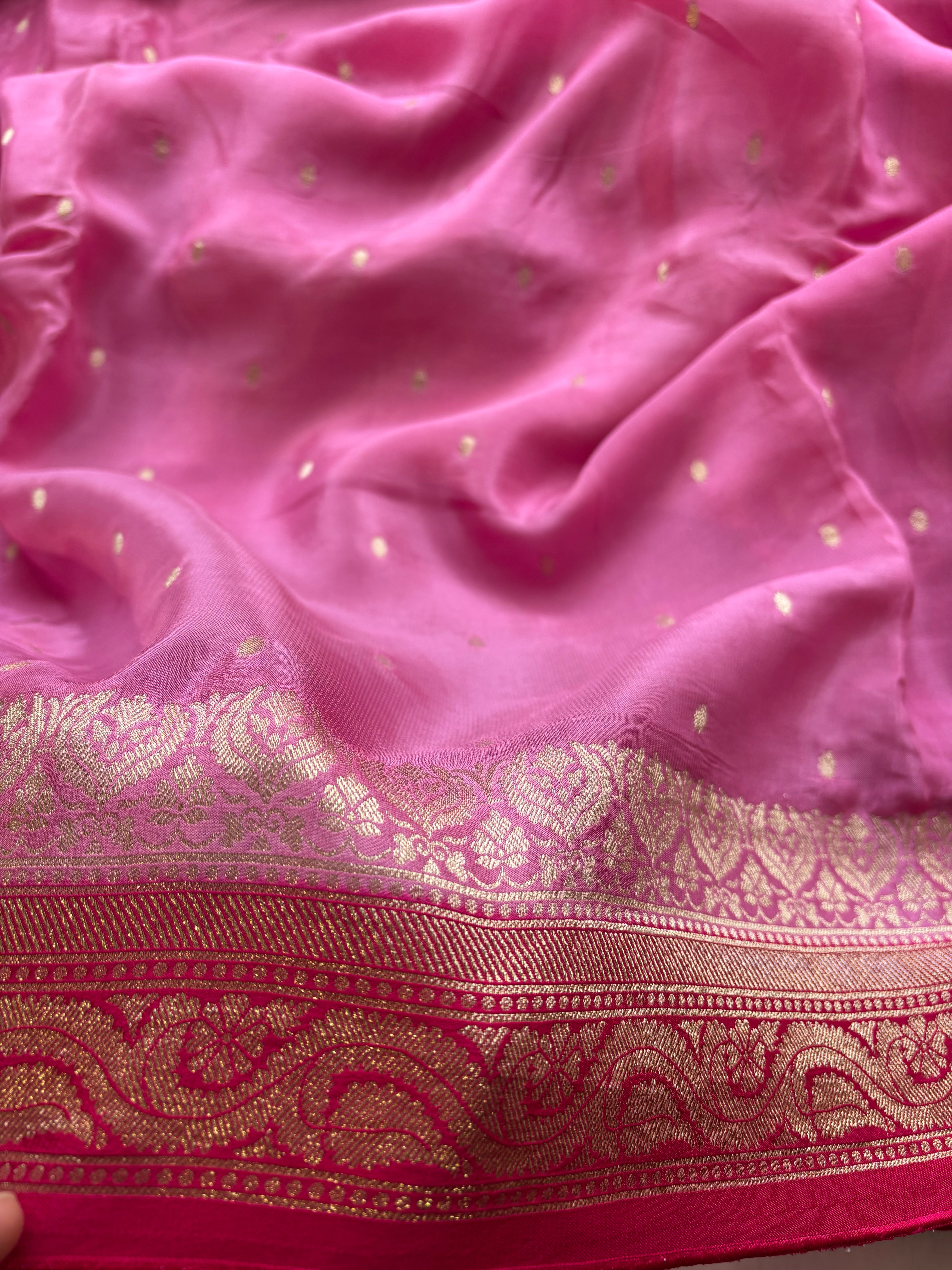 Rose pink viscose silk blend saree