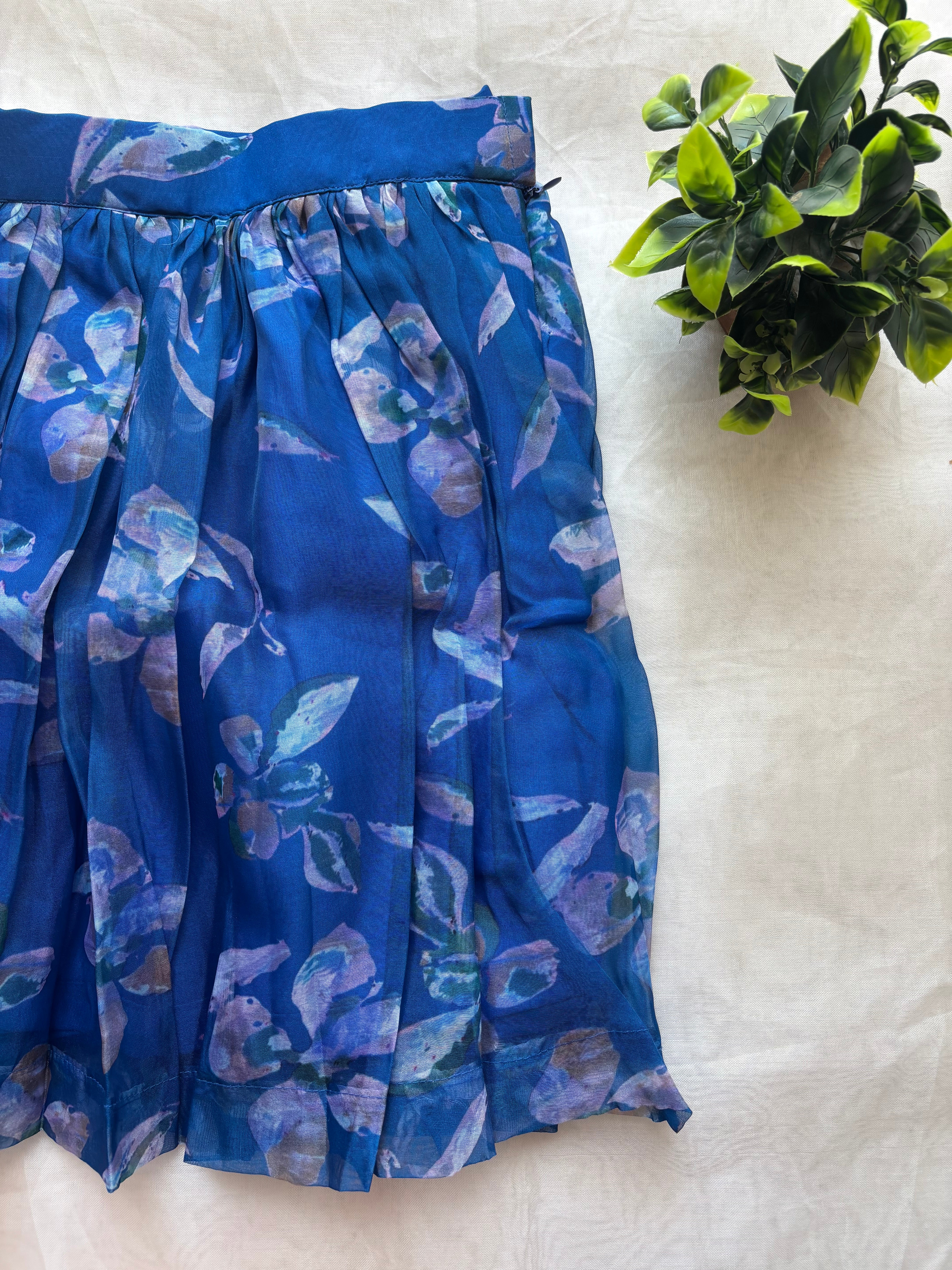 Blue floral organza skirt & top