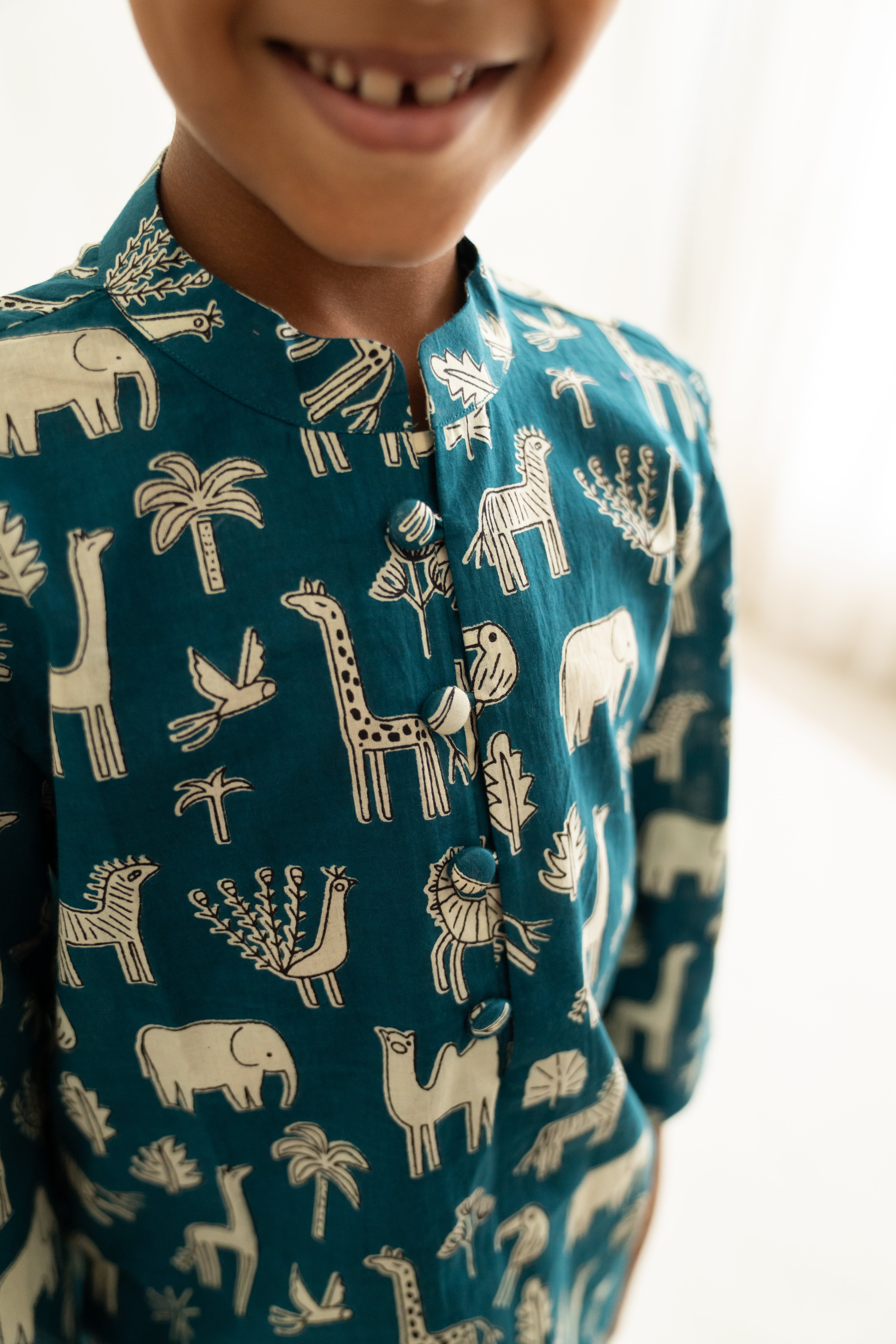 Teal blue jungle shirt