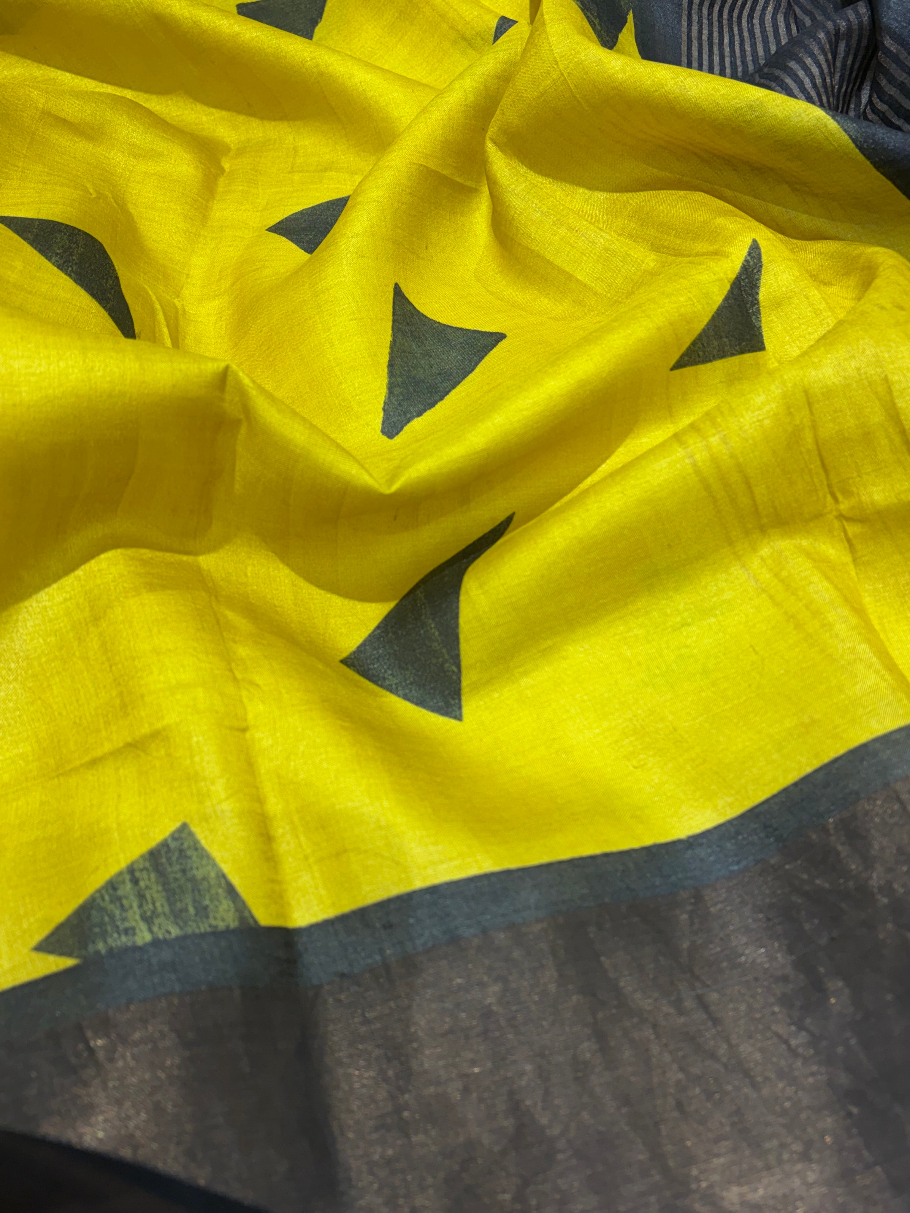 Yellow Tussar saree