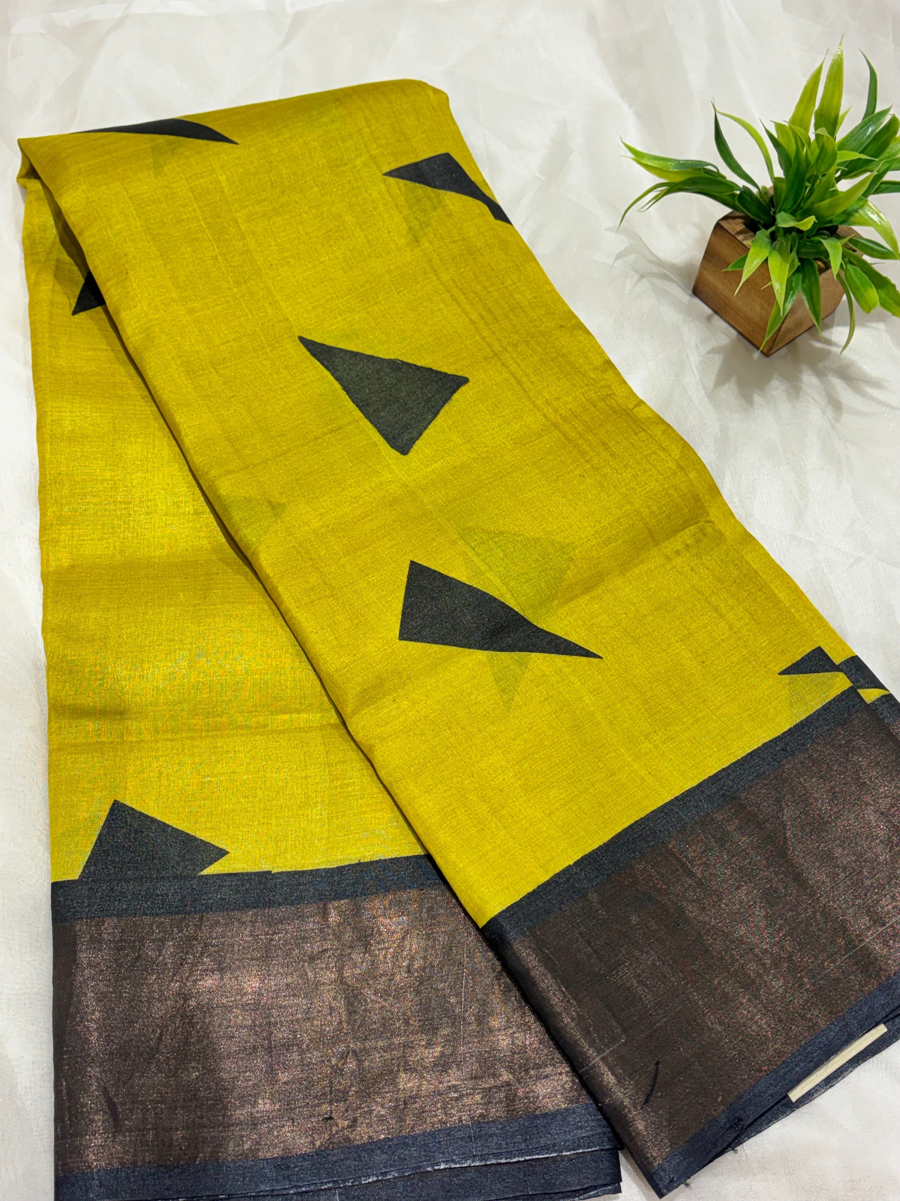 Yellow Tussar saree