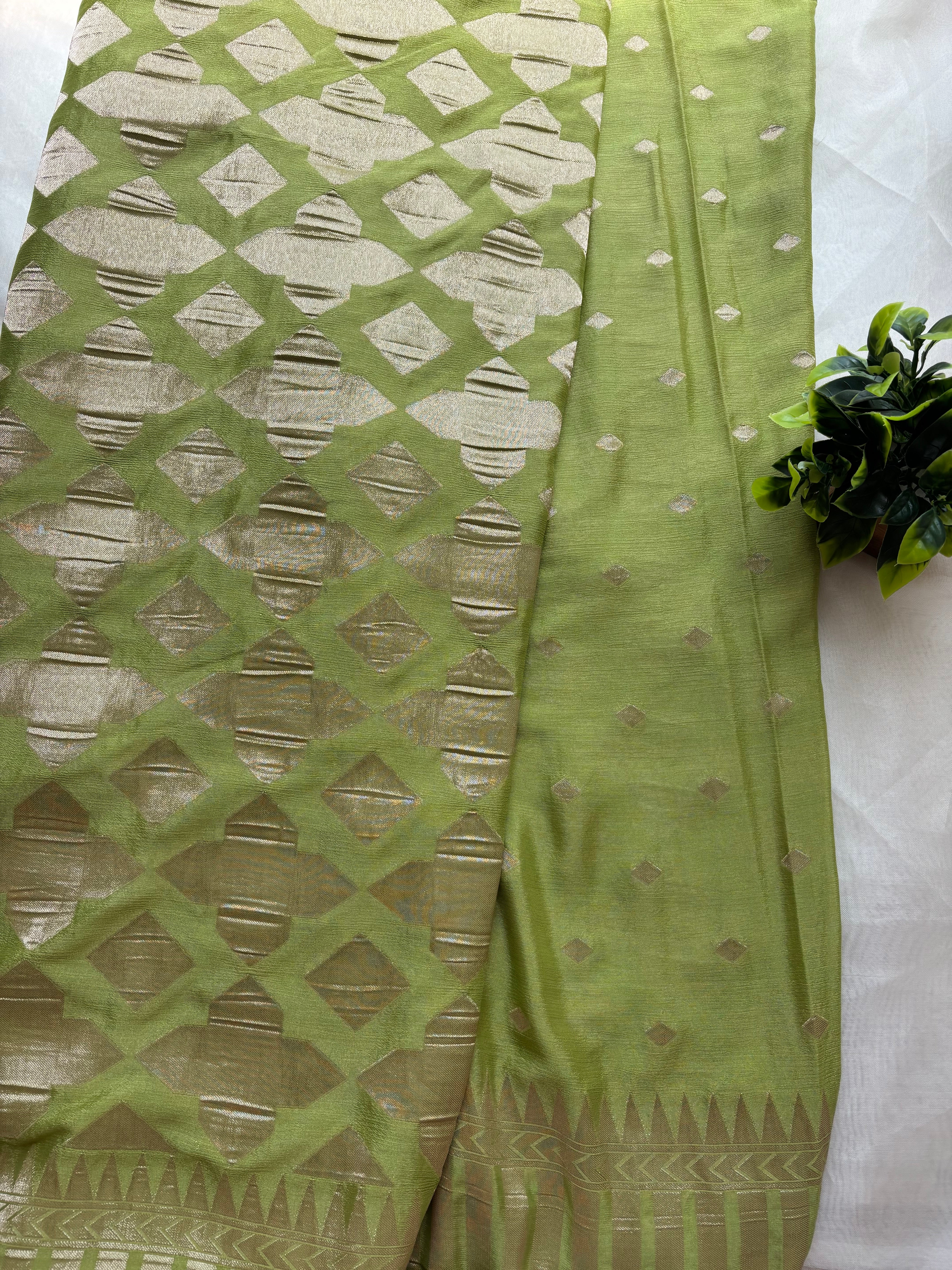 Light Green viscose silk blend saree