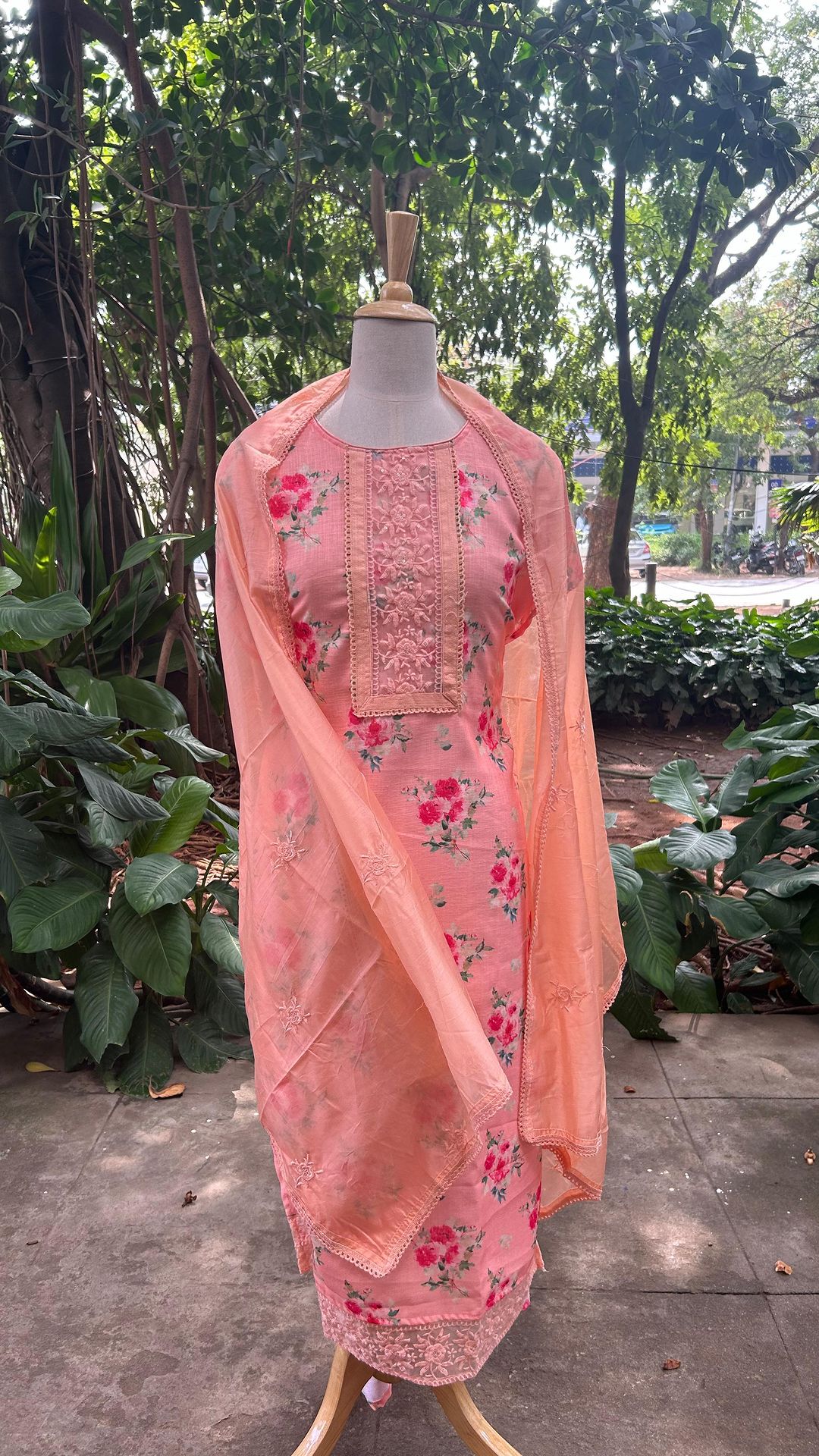 Pure linen semi unstitched salwar suits Cotton unstitched pant Pure linen dupatta - Studio Thari