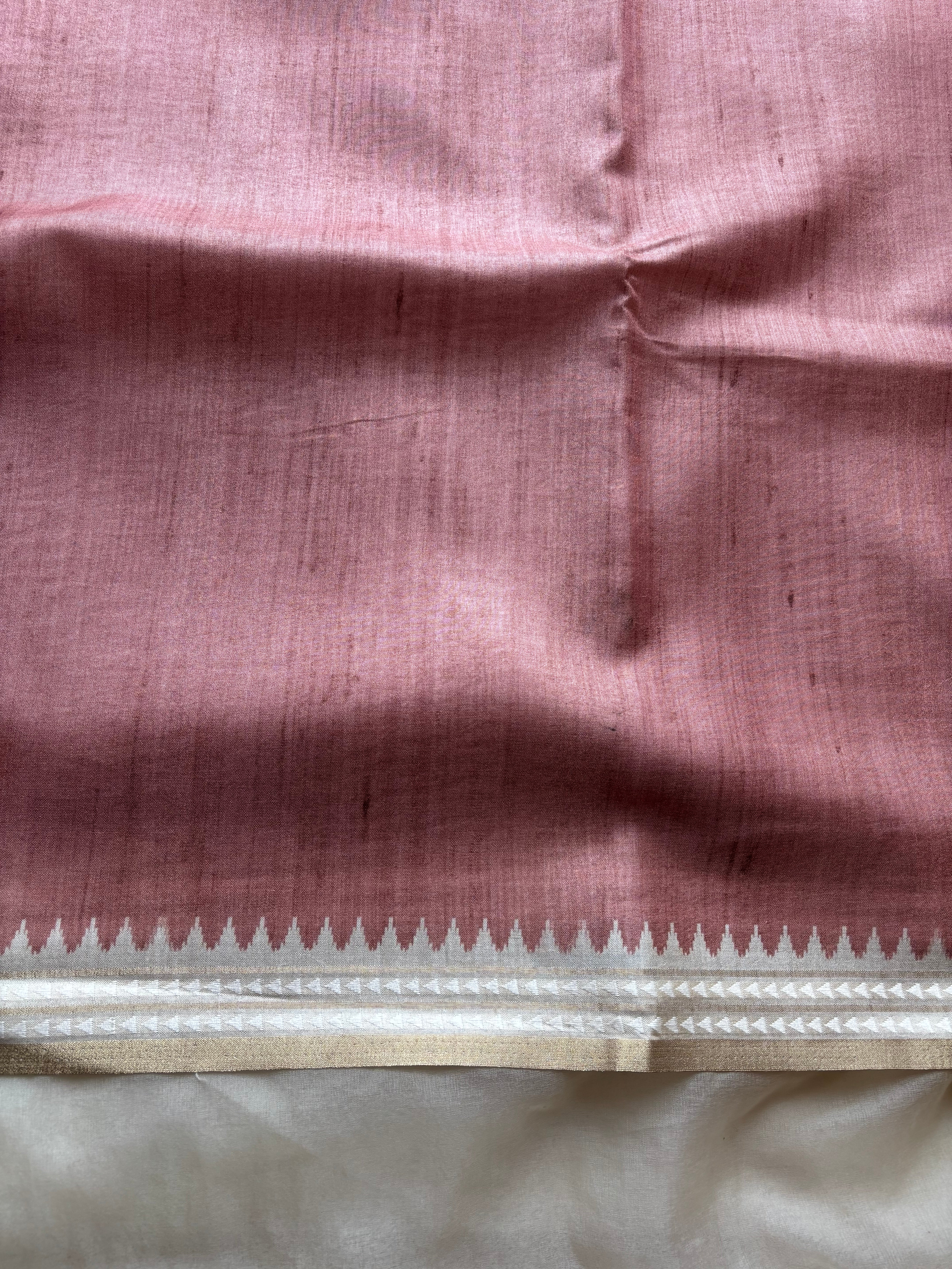 Rosewood copper semi tussar saree