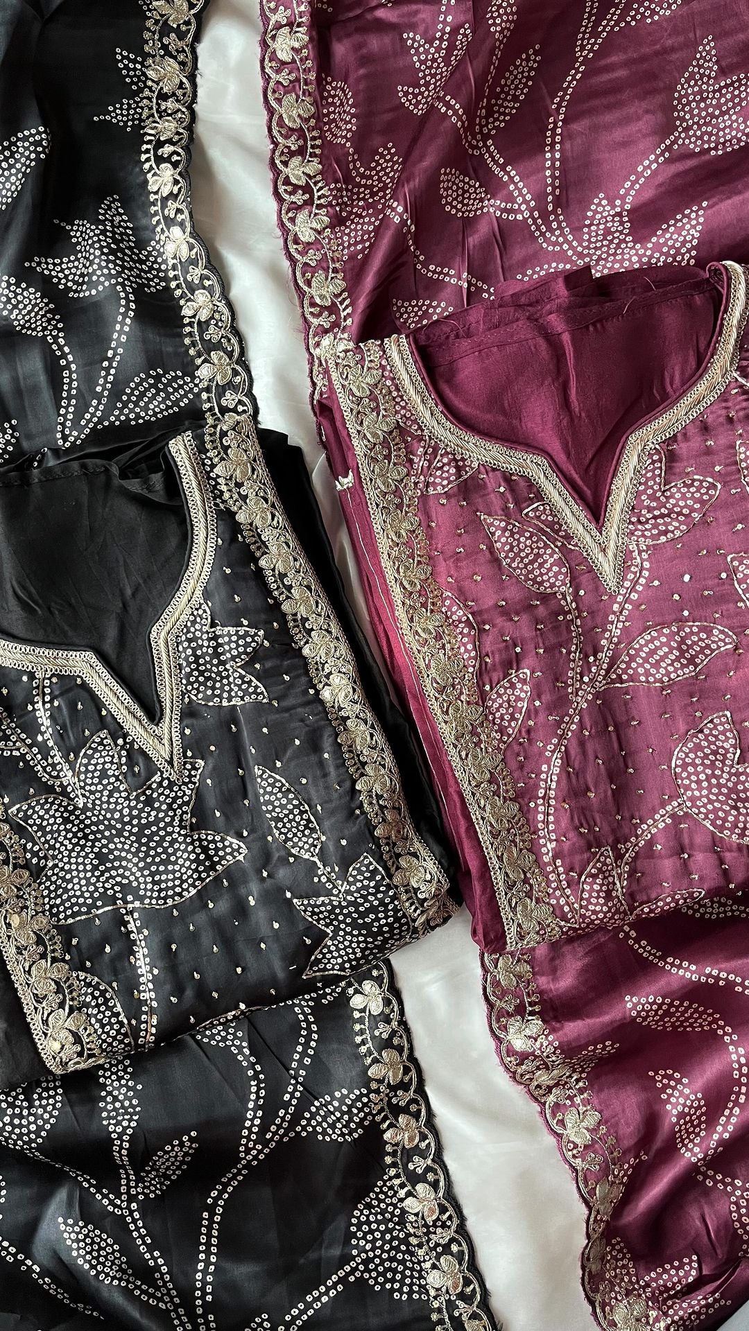 Uppada silk semi stitched top with detailed embroidered neckline(BLACK) - Studio Thari