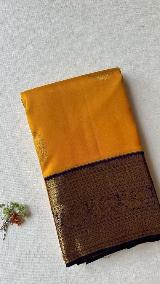 Pure kancheevaram silk(MAMBALAM YELLOW) - Studio Thari