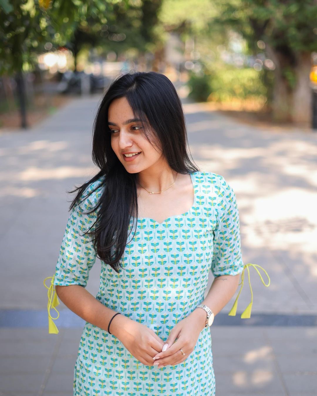 Light Green Leaf cotton Top - Studio Thari