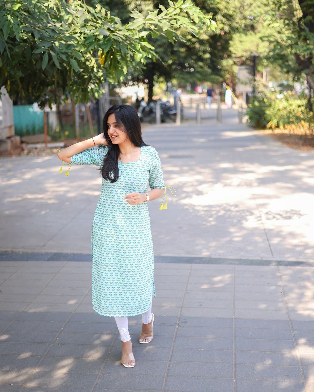 Light Green Leaf cotton Top - Studio Thari