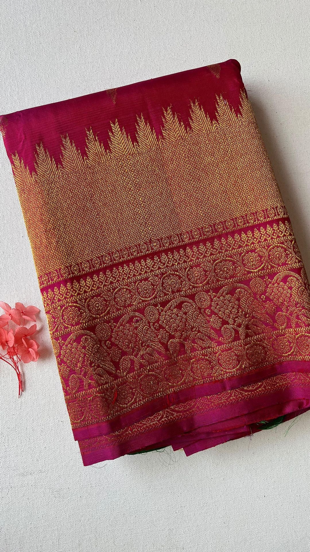 Pure kancheevaram silk saree(PINK) - Studio Thari