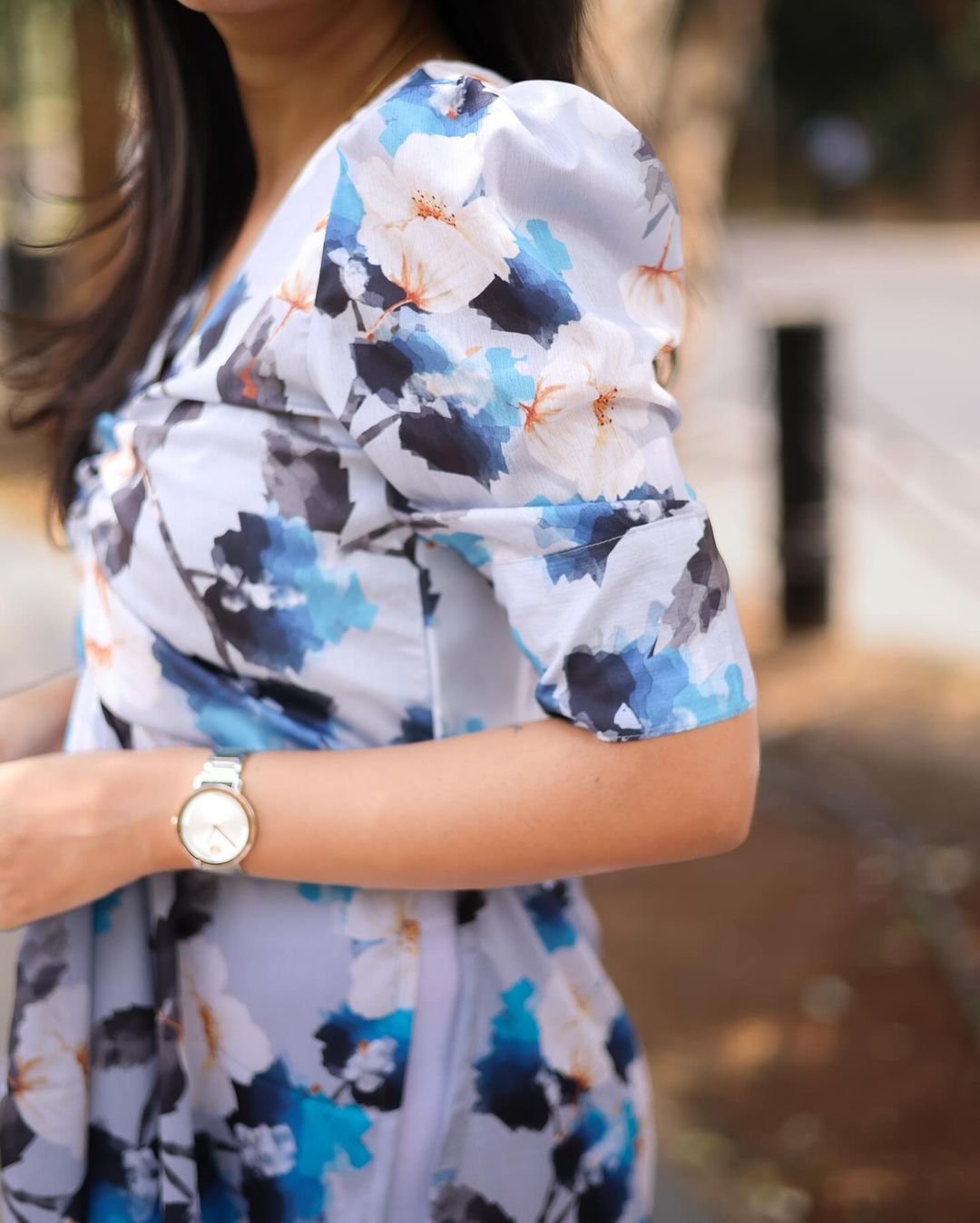 Blue Breeze floral Alia cut top - Studio Thari