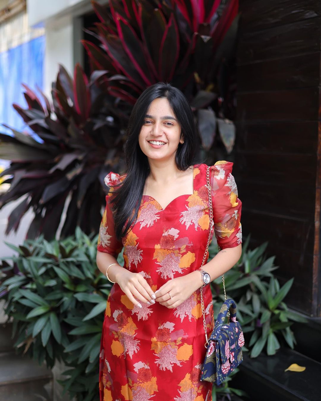 Red Floral Organza Top - Studio Thari