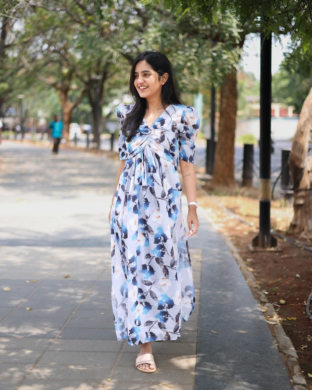 Blue Breeze floral Alia cut top - Studio Thari