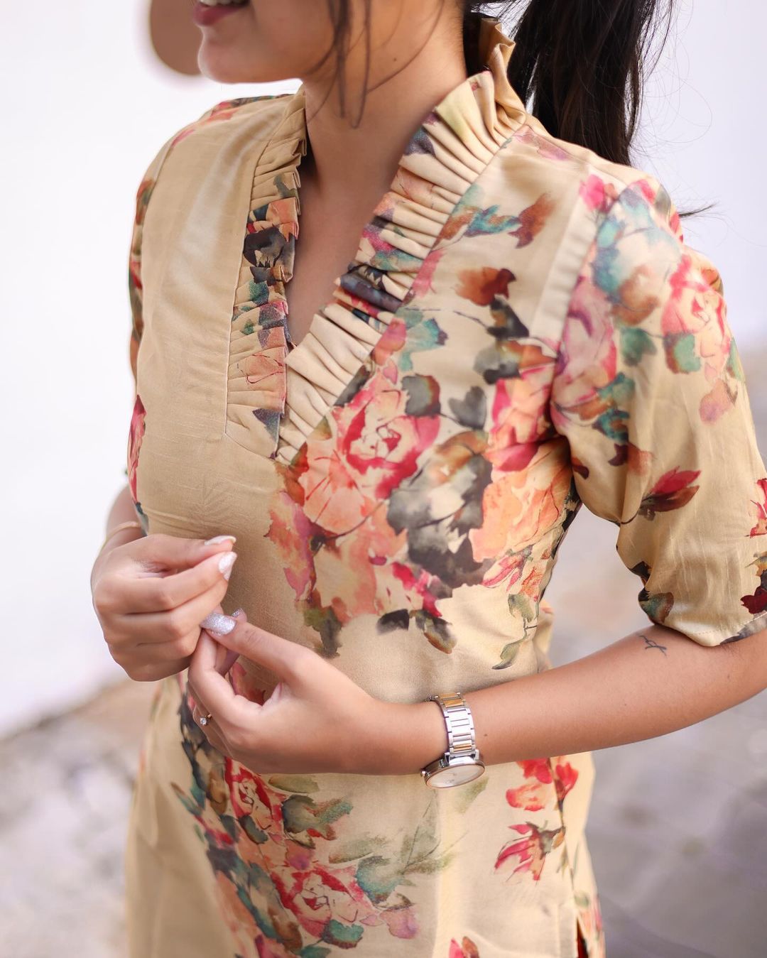 Cream Chanderi Top - Studio Thari