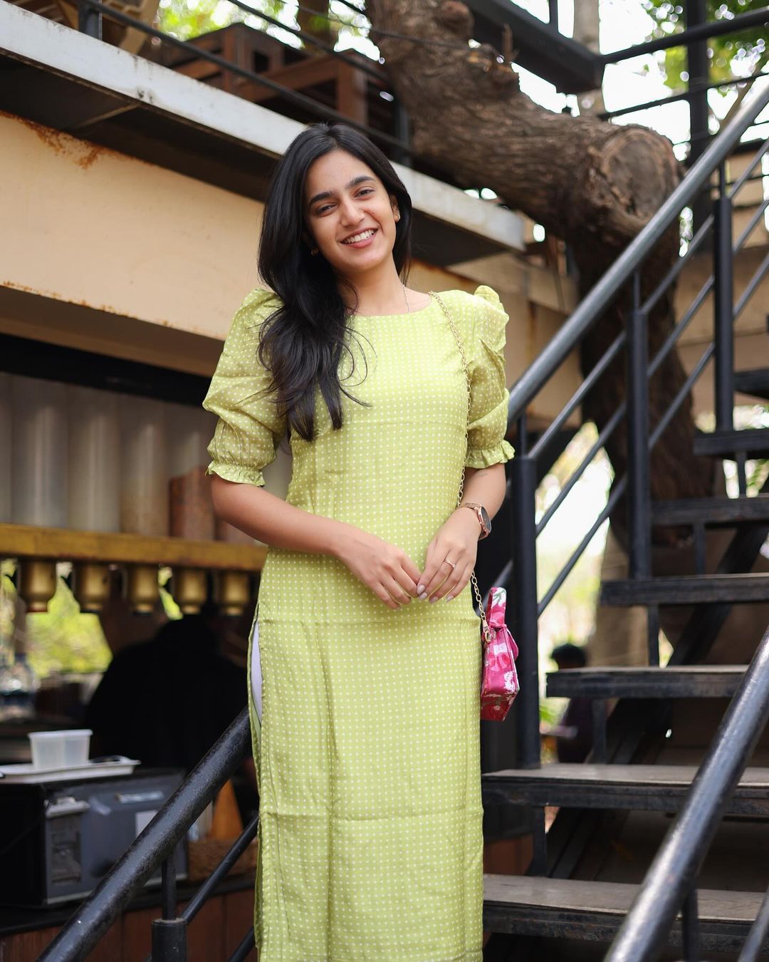 Green polka dots Top - Studio Thari