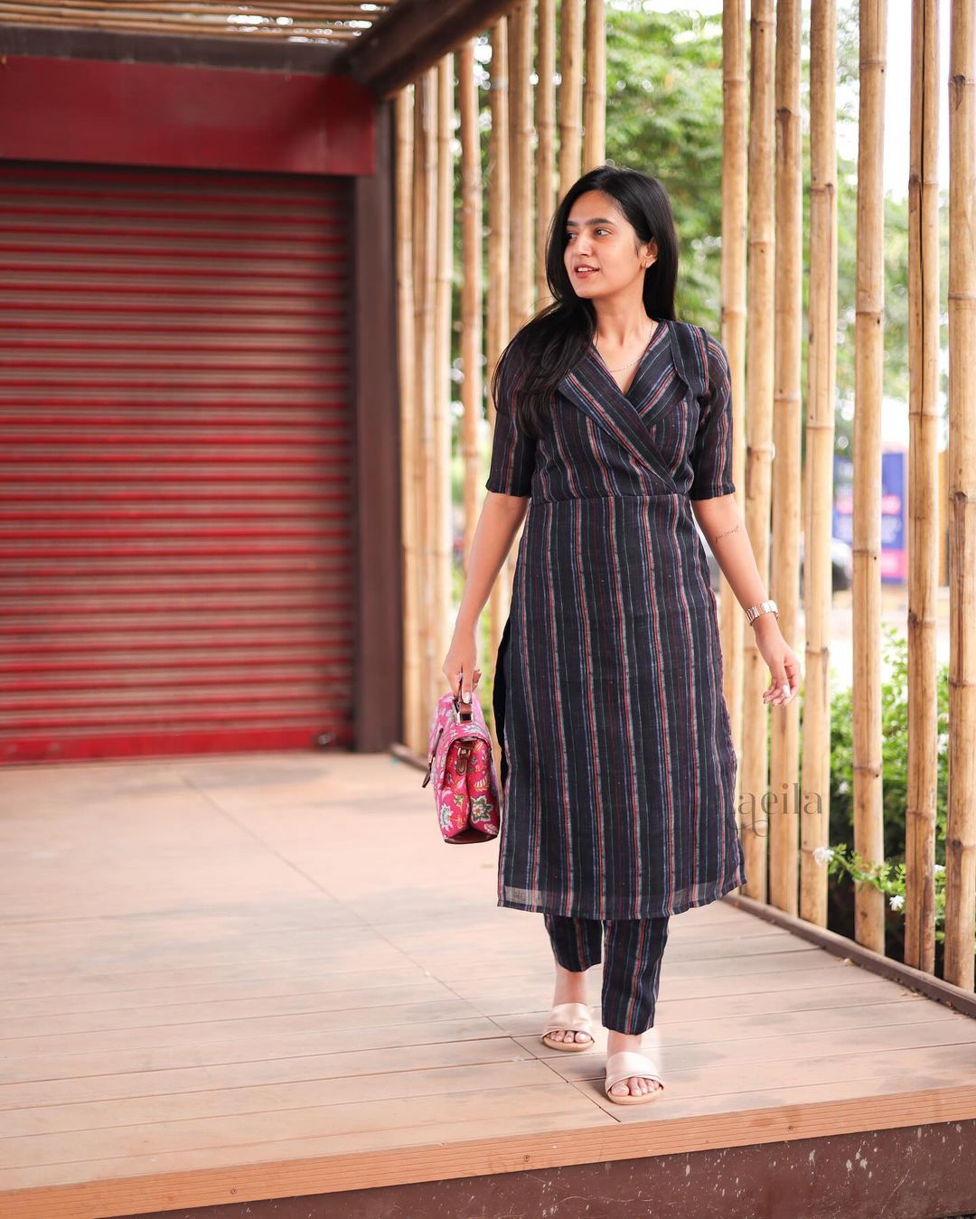 Black cotton top and bottom set - Studio Thari