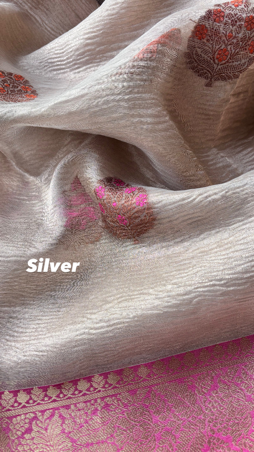 Gold Pastel tissue sarees