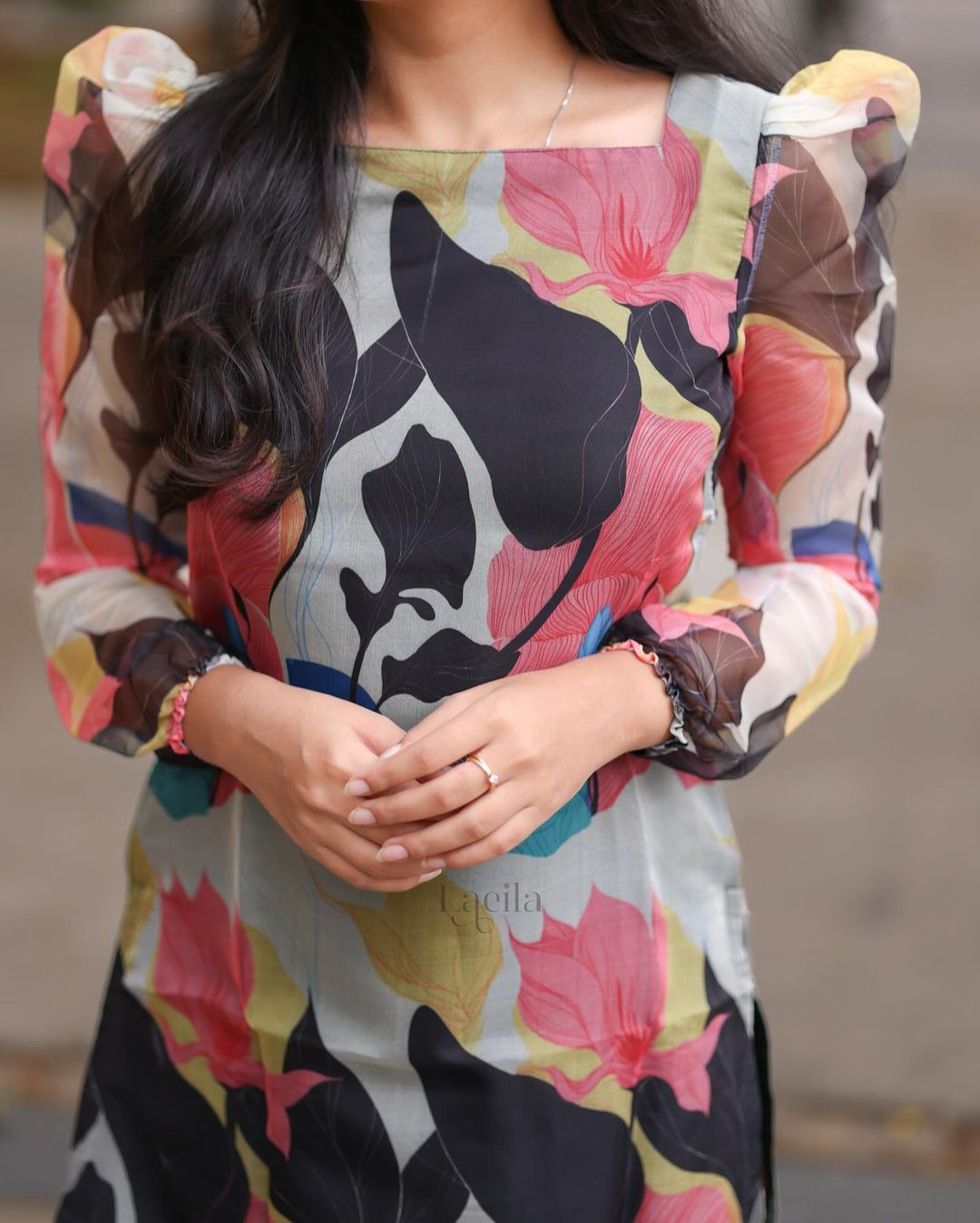 Black Multi-Color Organza top