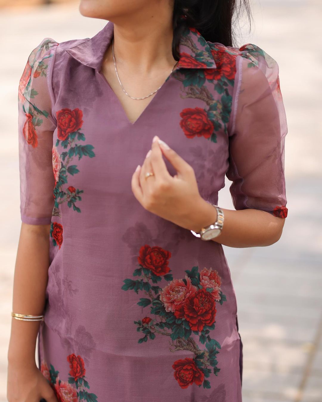 Lavender Organza Top