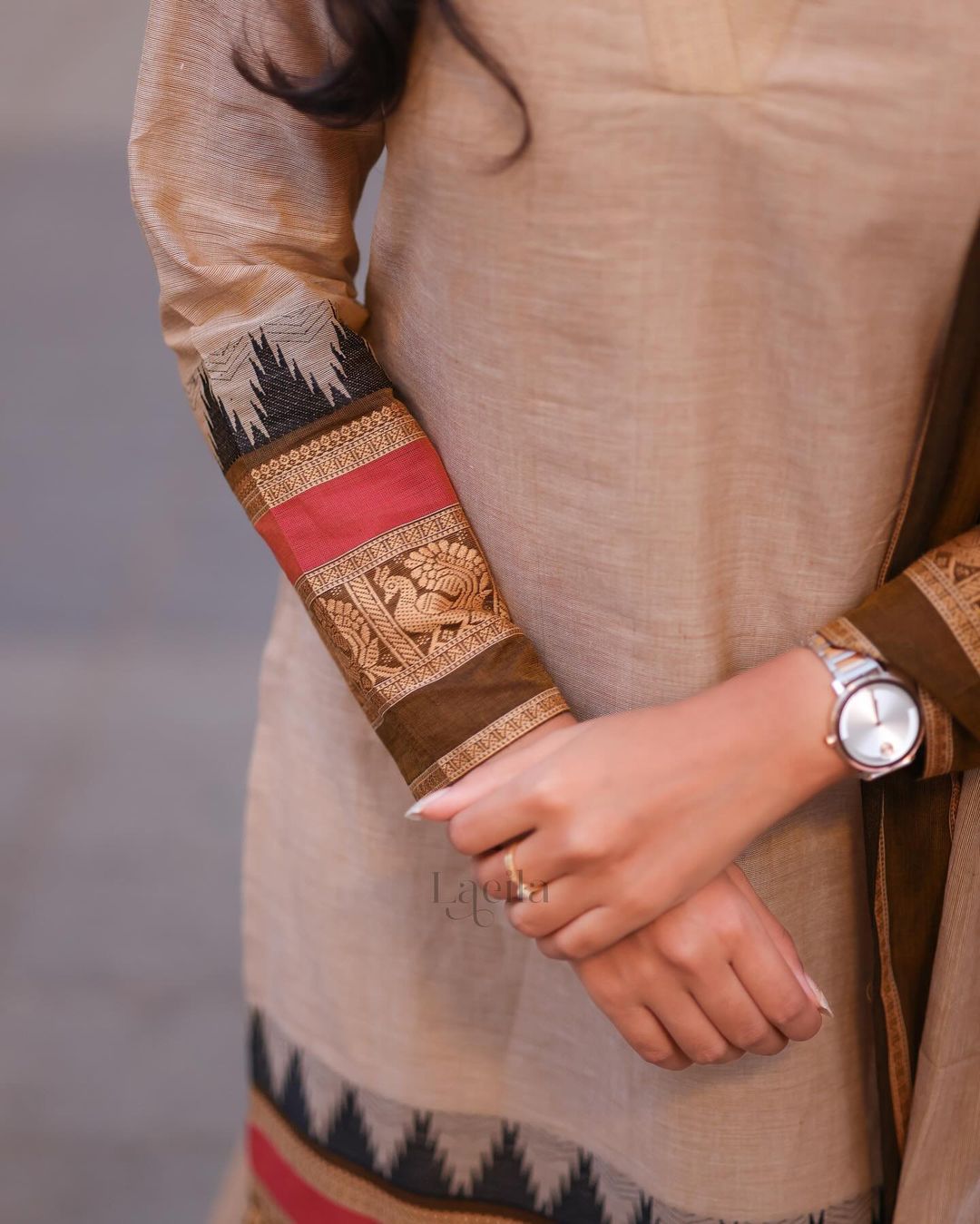 Biege cotton top with shawl