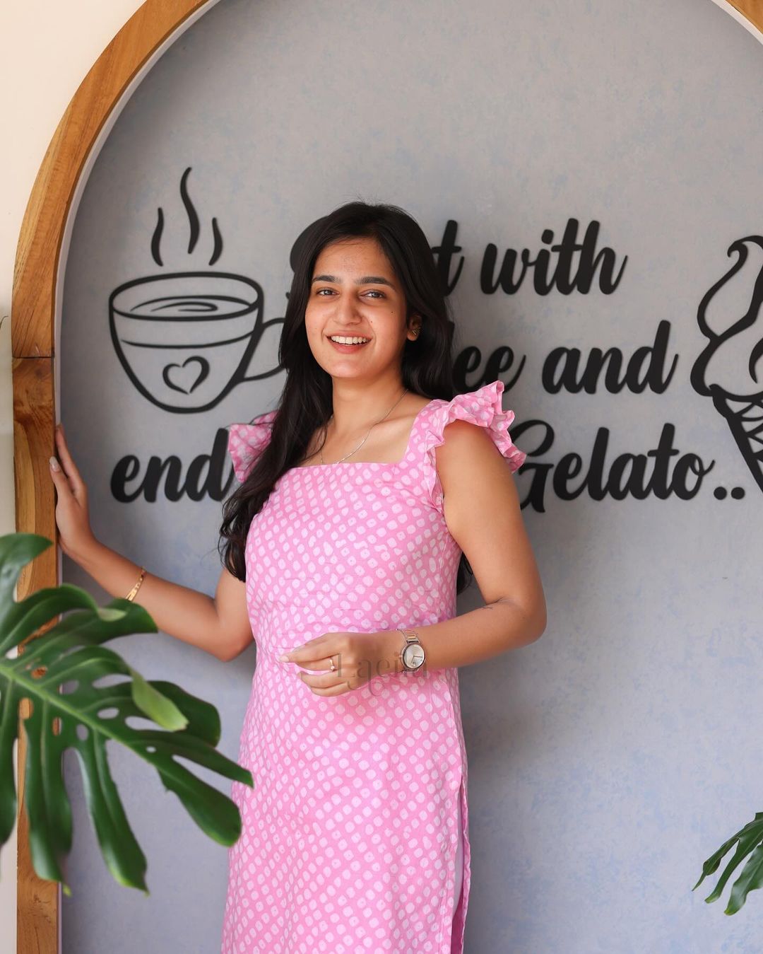 Pink bandhani cotton top