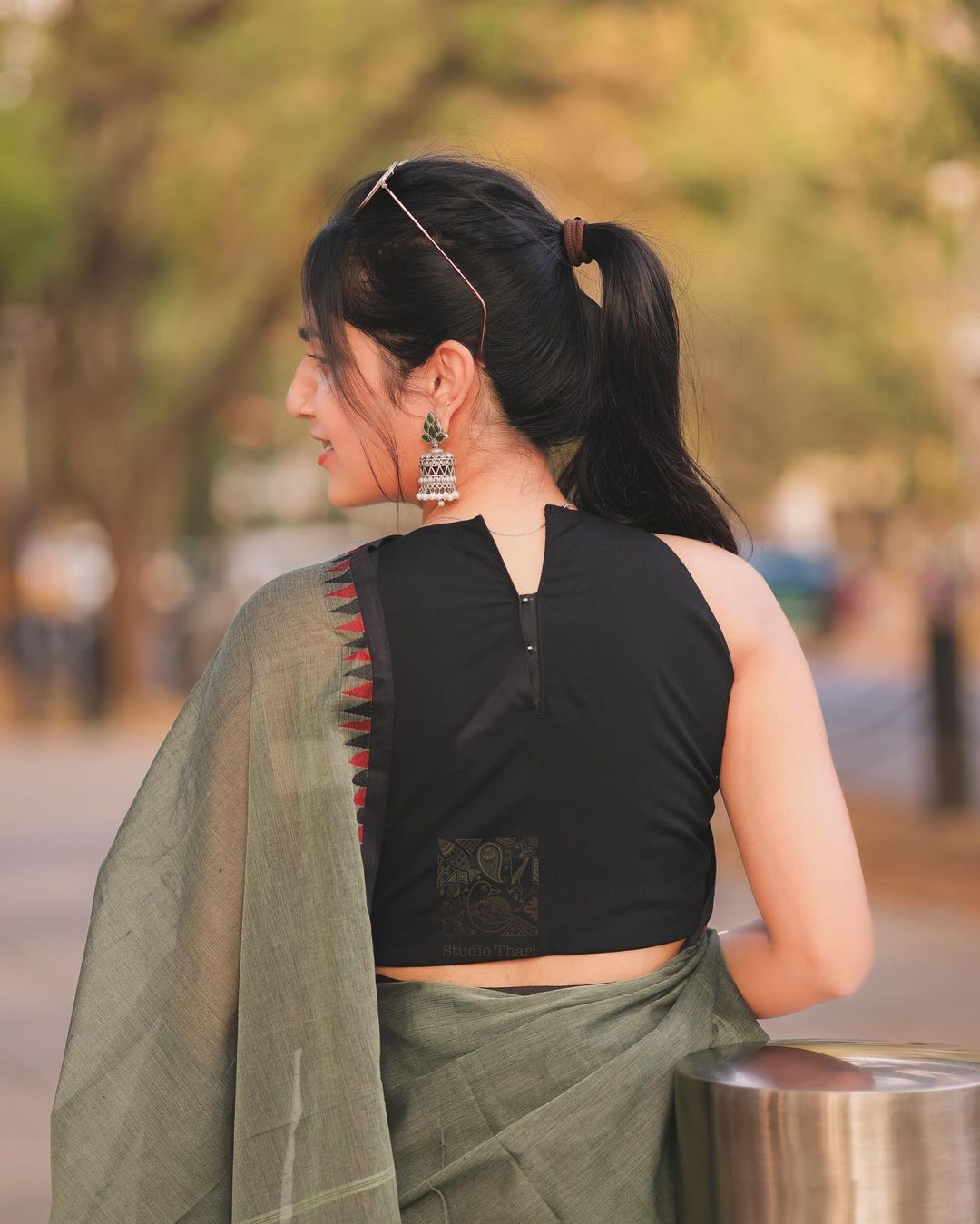 Basil Green Chettinad cotton saree