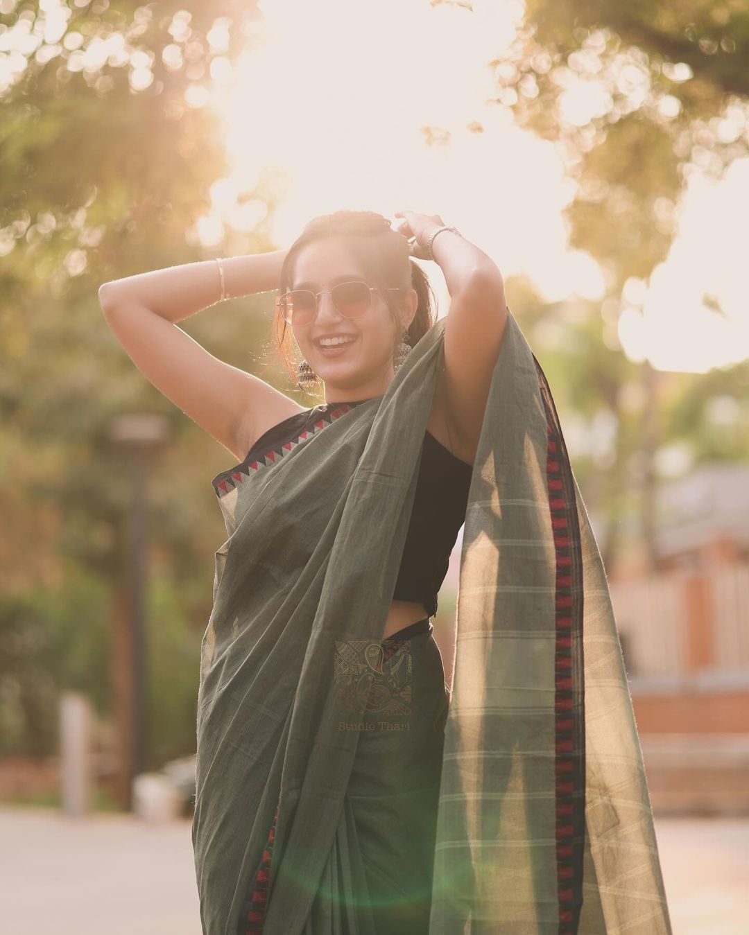 Basil Green Chettinad cotton saree