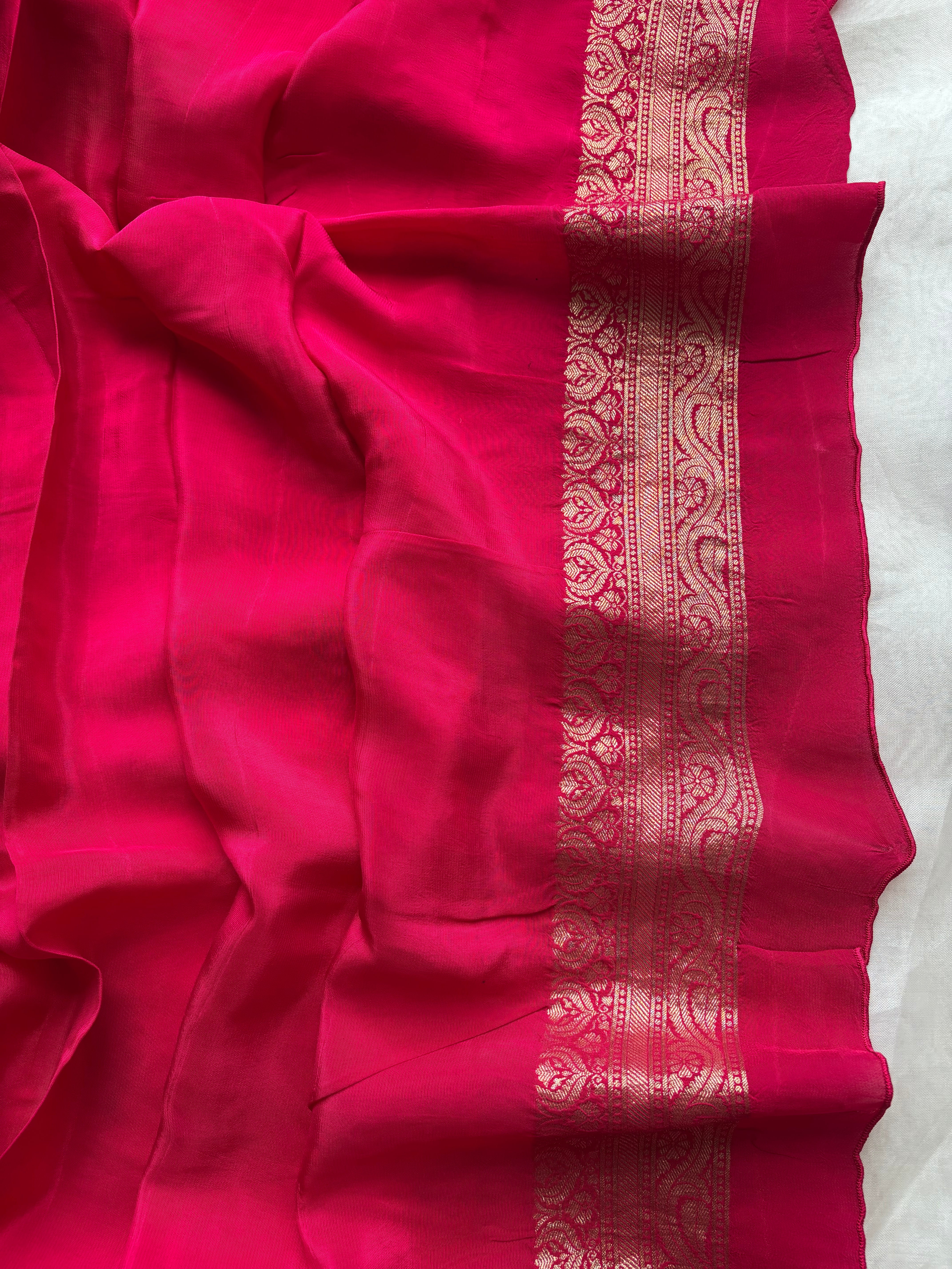 Rose pink viscose silk blend saree