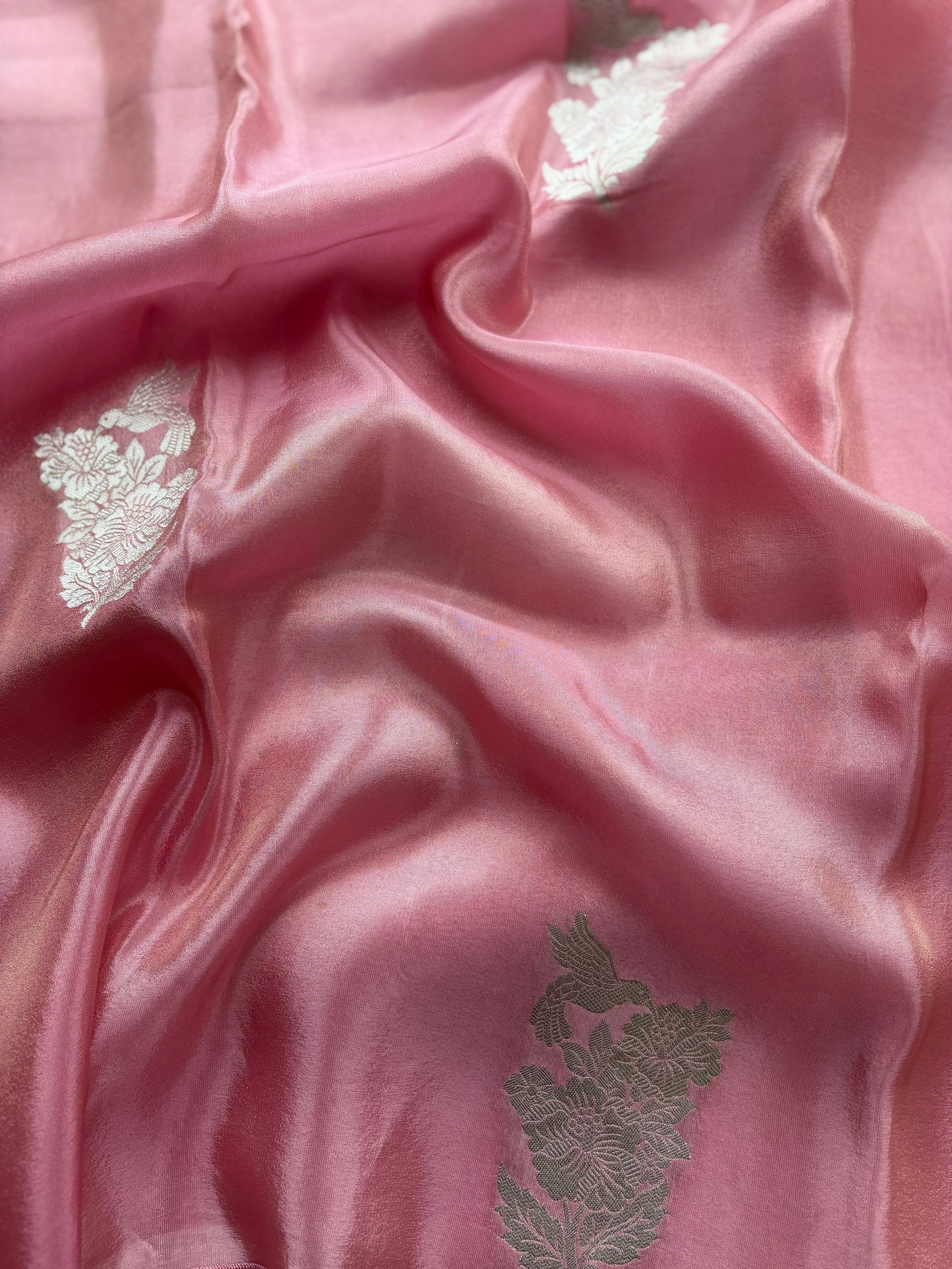 Baby pink Viscose silk saree