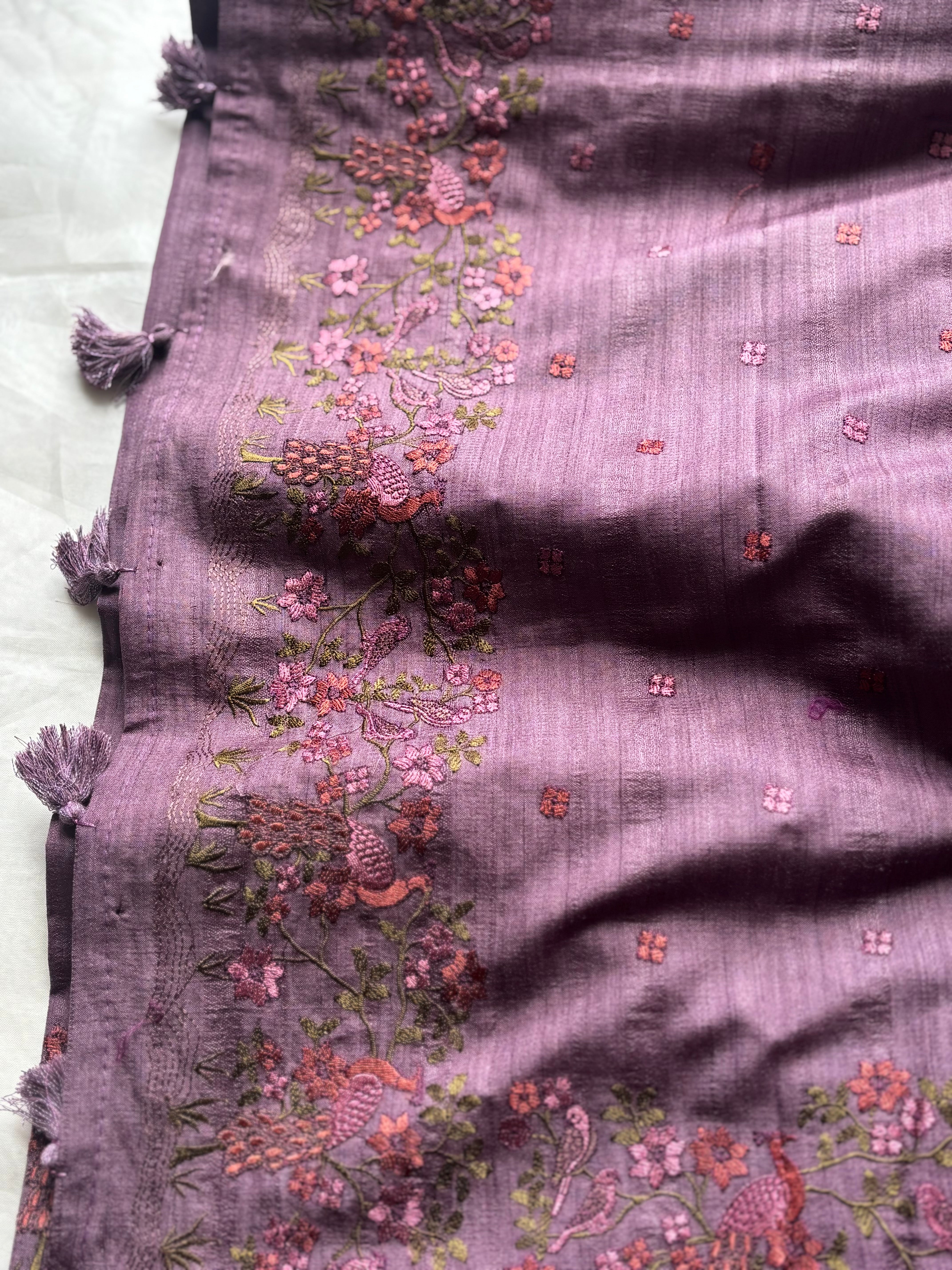 Lavender Kosa silk saree