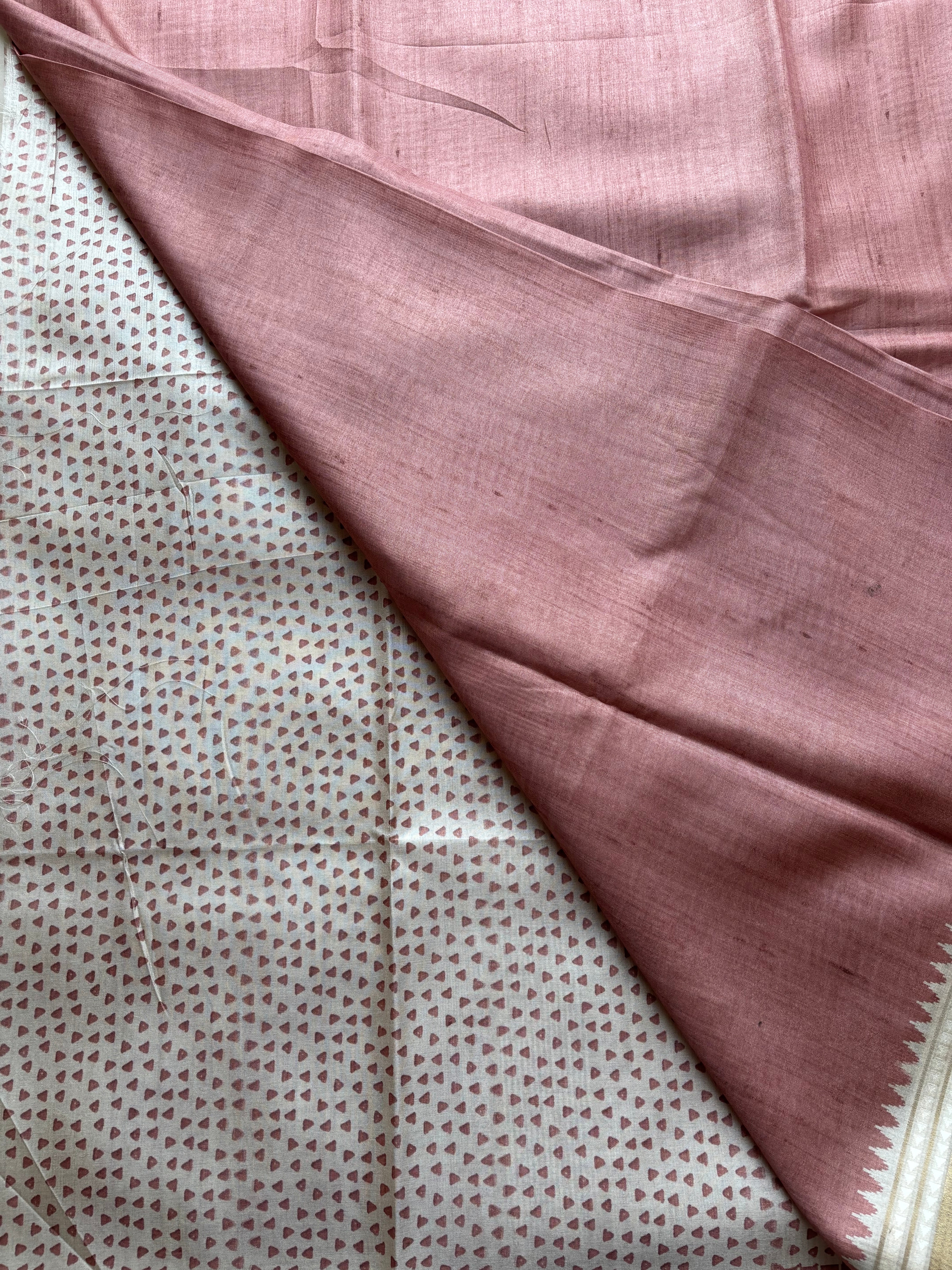 Rosewood copper semi tussar saree