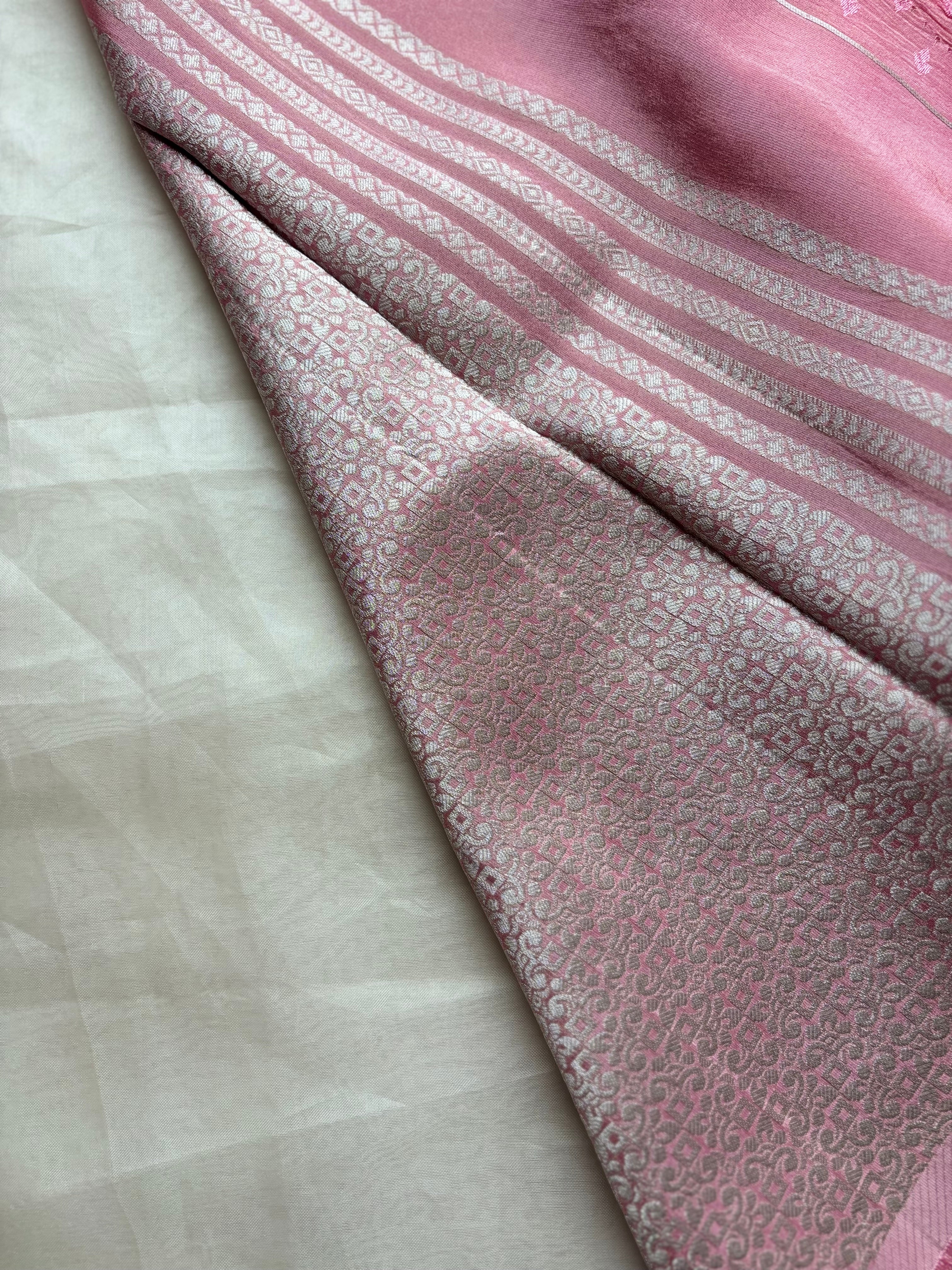 Baby pink Viscose silk saree