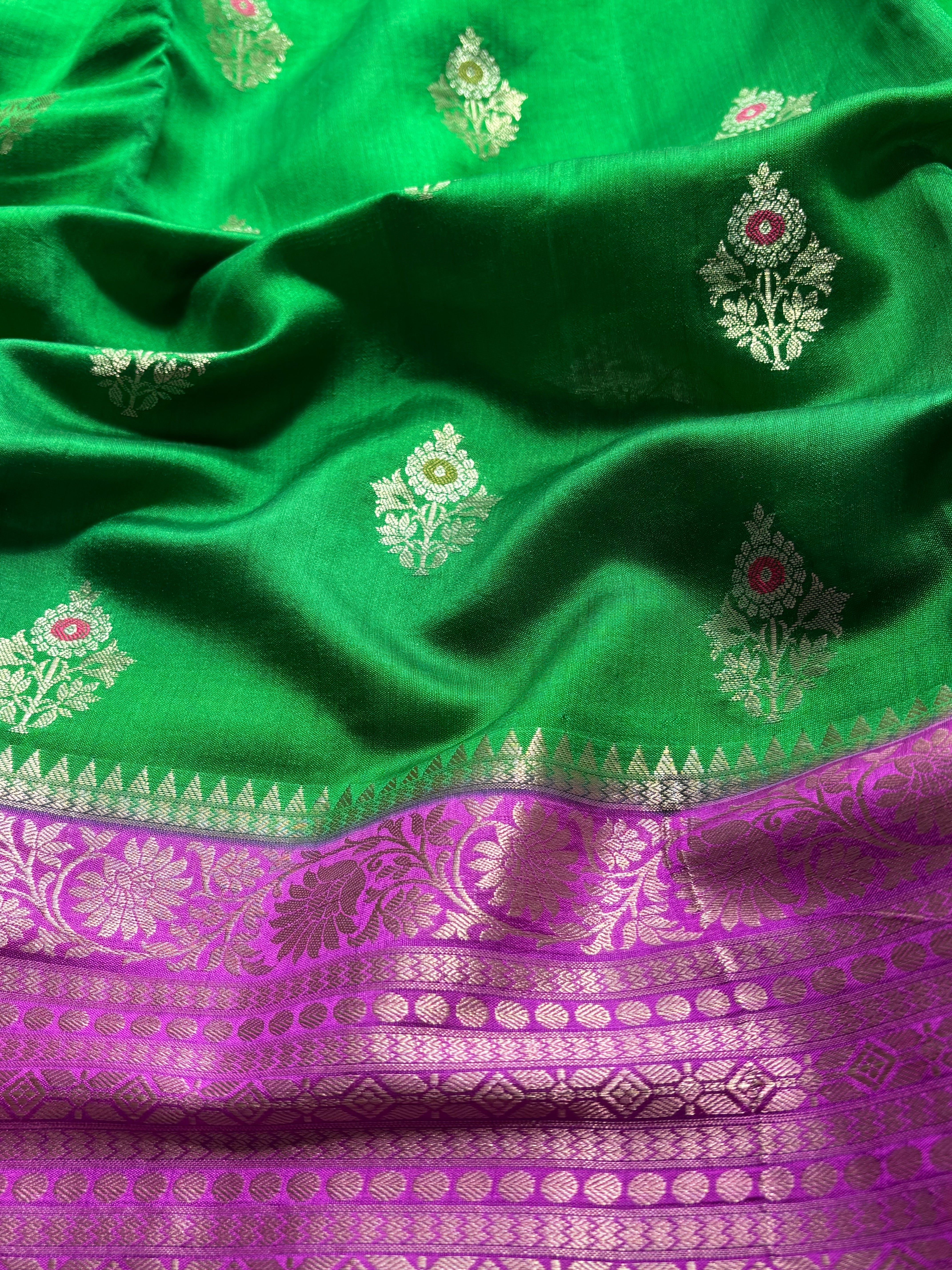 Green pure banarasi silk saree