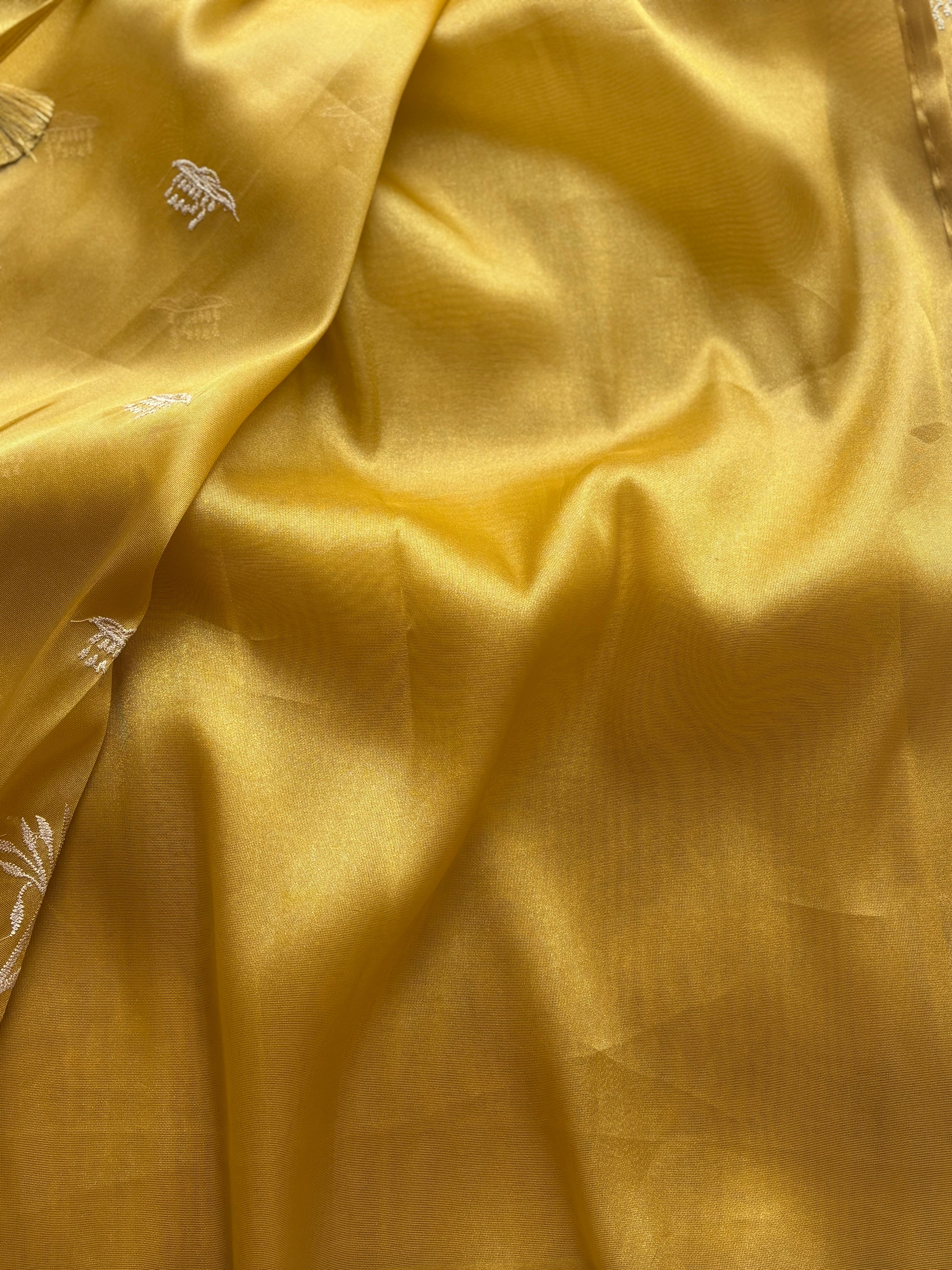 Mustard Gold semi tissue saree