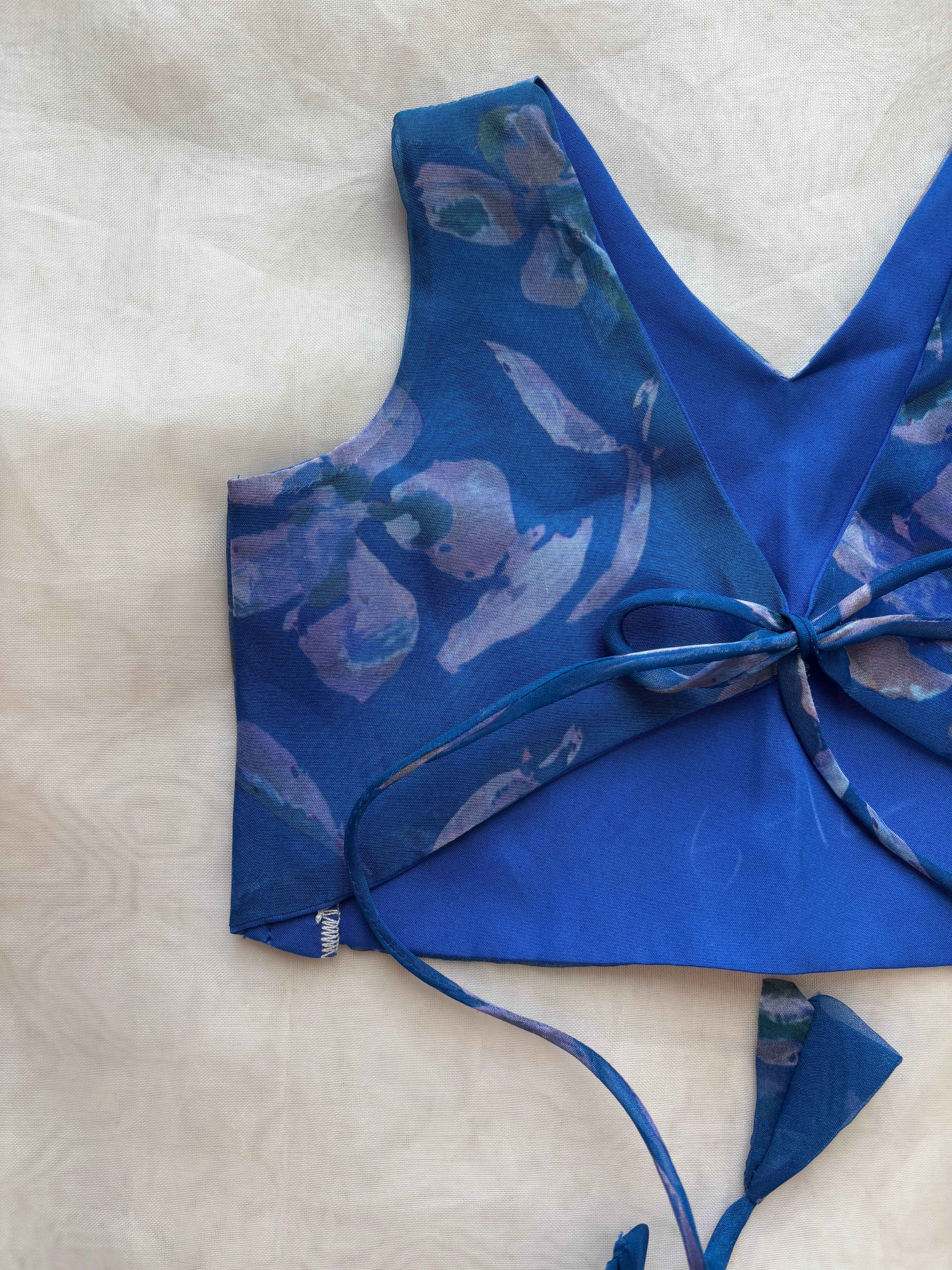 Blue floral organza skirt & top