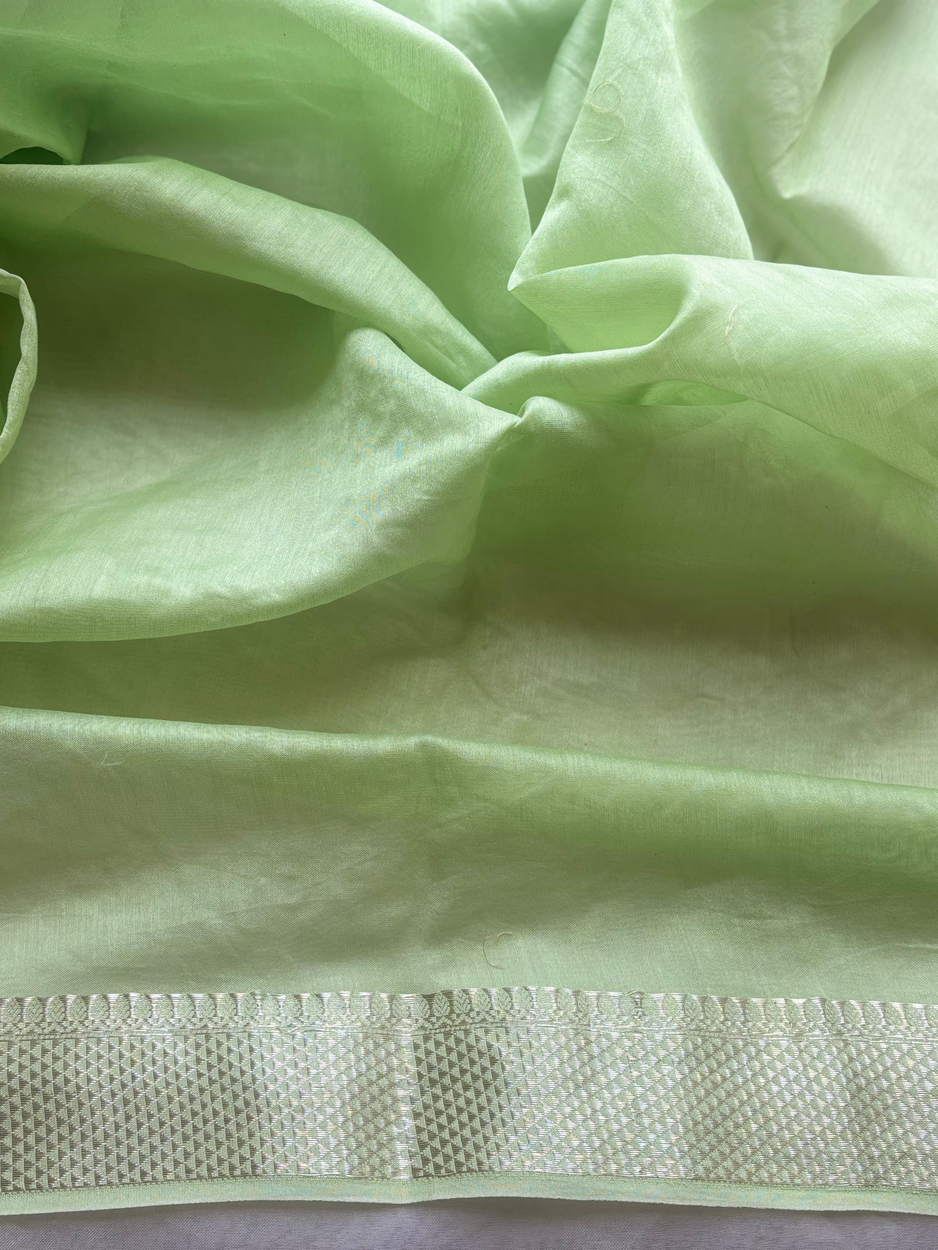 Green floral embroidered chanderi saree